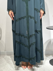 C 1598 Forest Green Lace Abaya