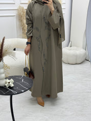 C 0925 Khaki Beaded Eid Abaya