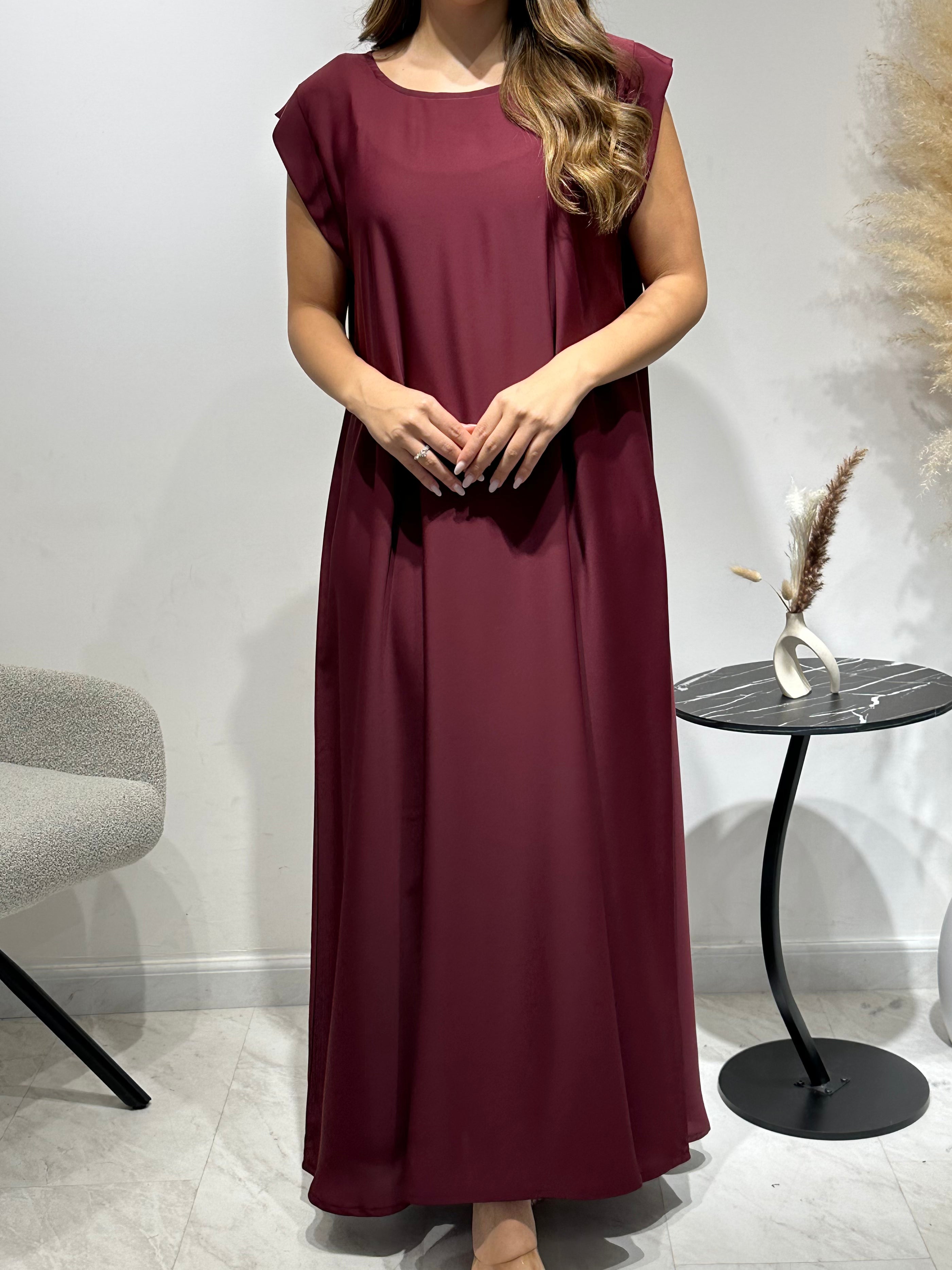 C 1599 Burgundy Lace Abaya