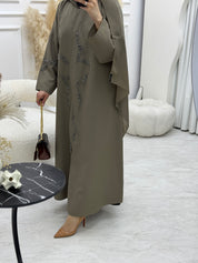 C 0925 Khaki Beaded Eid Abaya