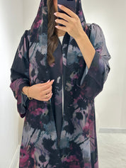 C 1368 Purple Fusion Printed Abaya
