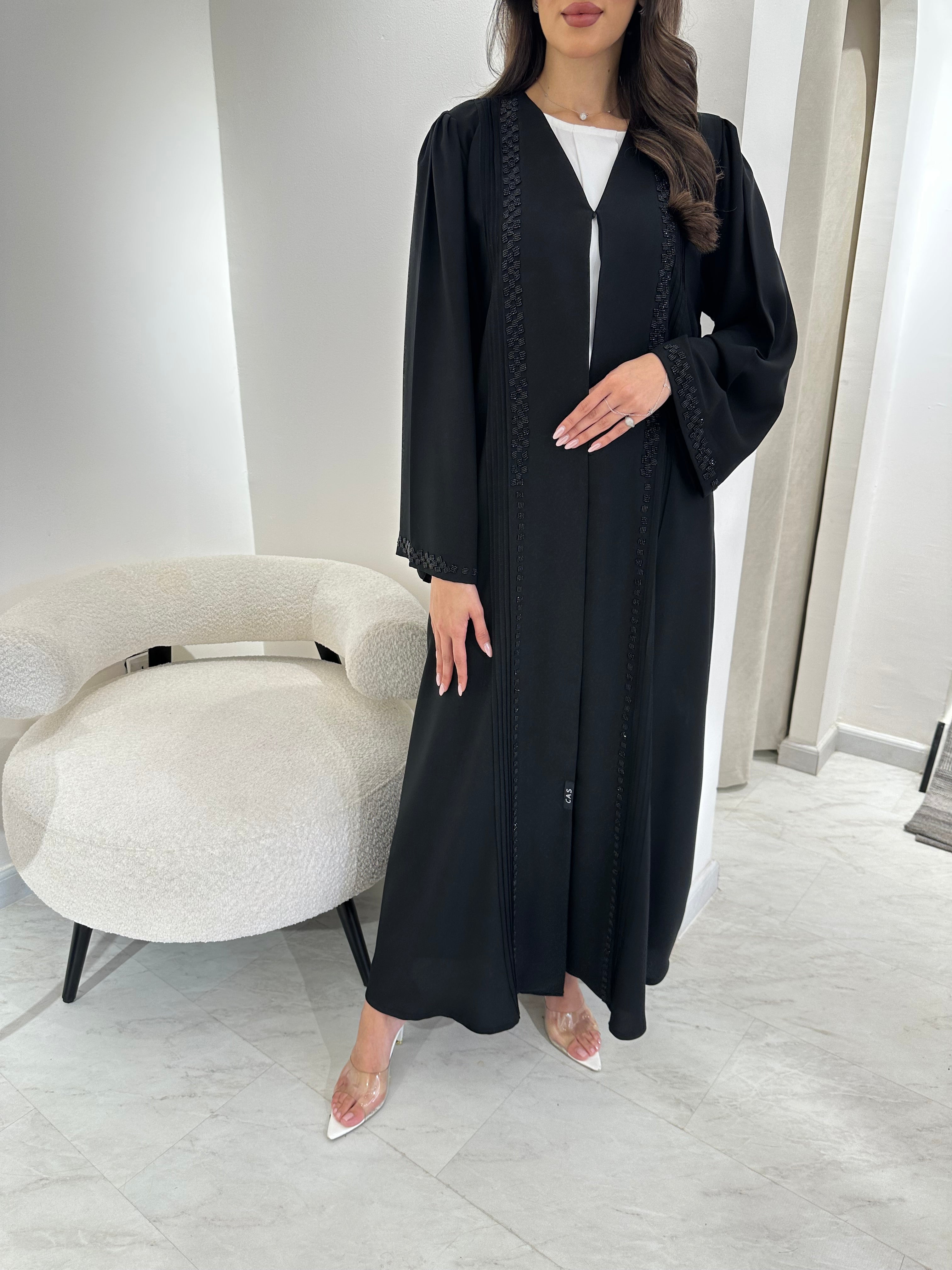 C 0904 Black Beaded Abaya