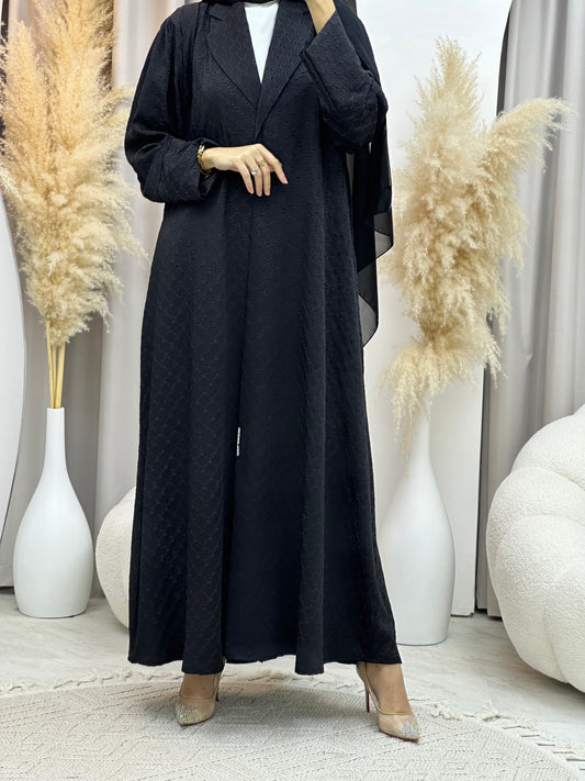 C 0006-06 Black Coat Silk Eid Abaya