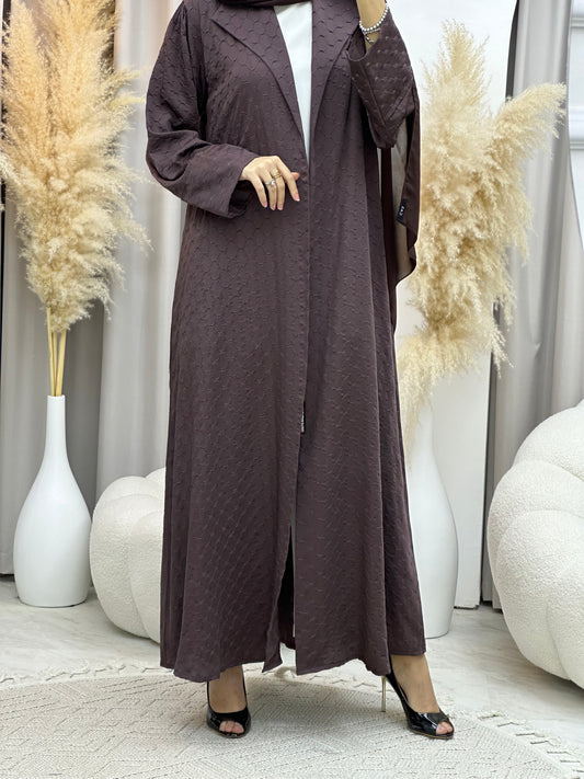 C 0007-02 Brown Coat Silk Eid Abaya 02