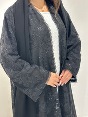 C 1380 Black Dantel Abaya