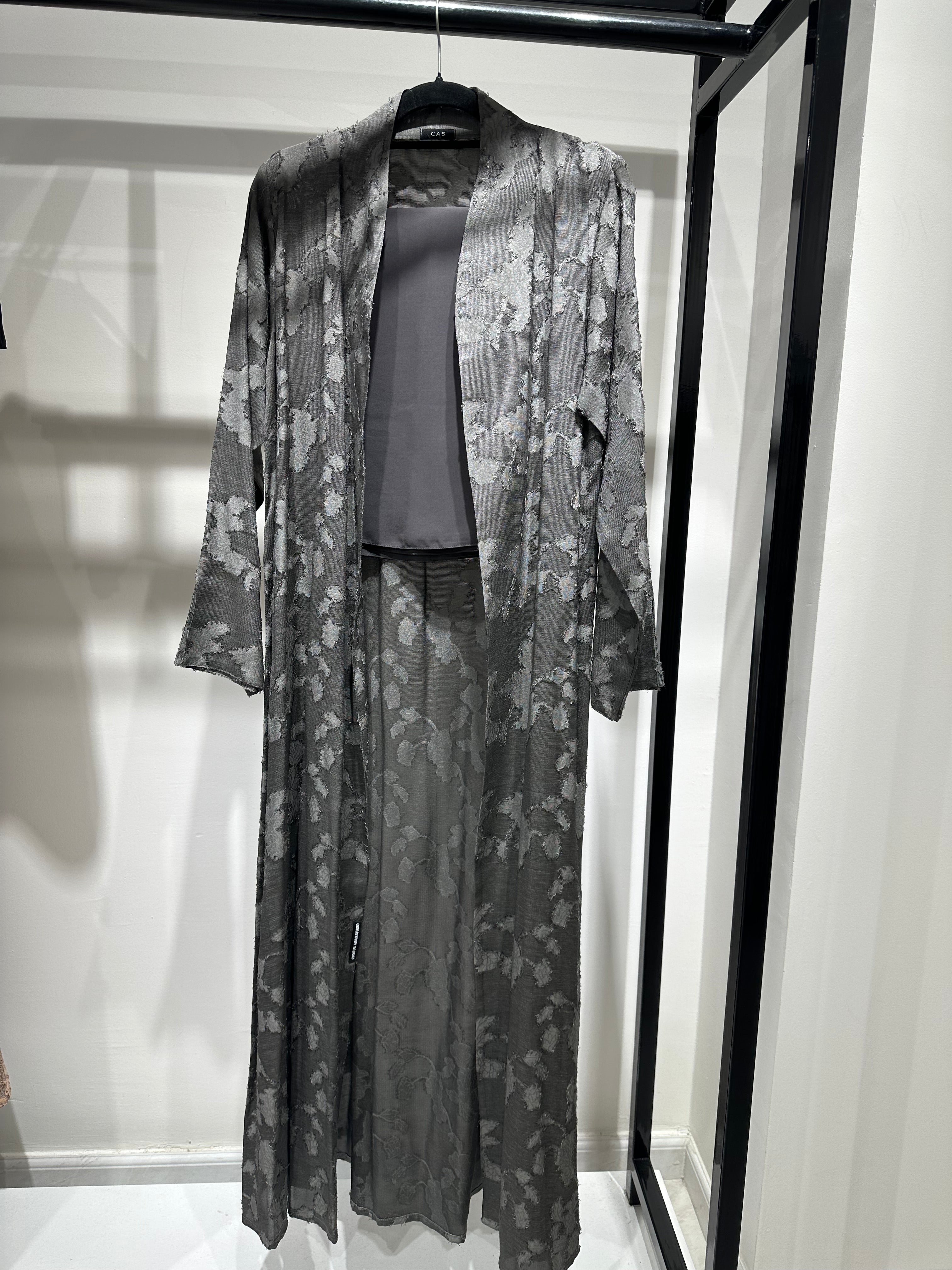 C 1363-02 Grey Printed Abaya