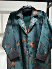 C 1357-03 Green Peacock Printed Abaya