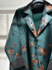 C 1357-03 Green Peacock Printed Abaya