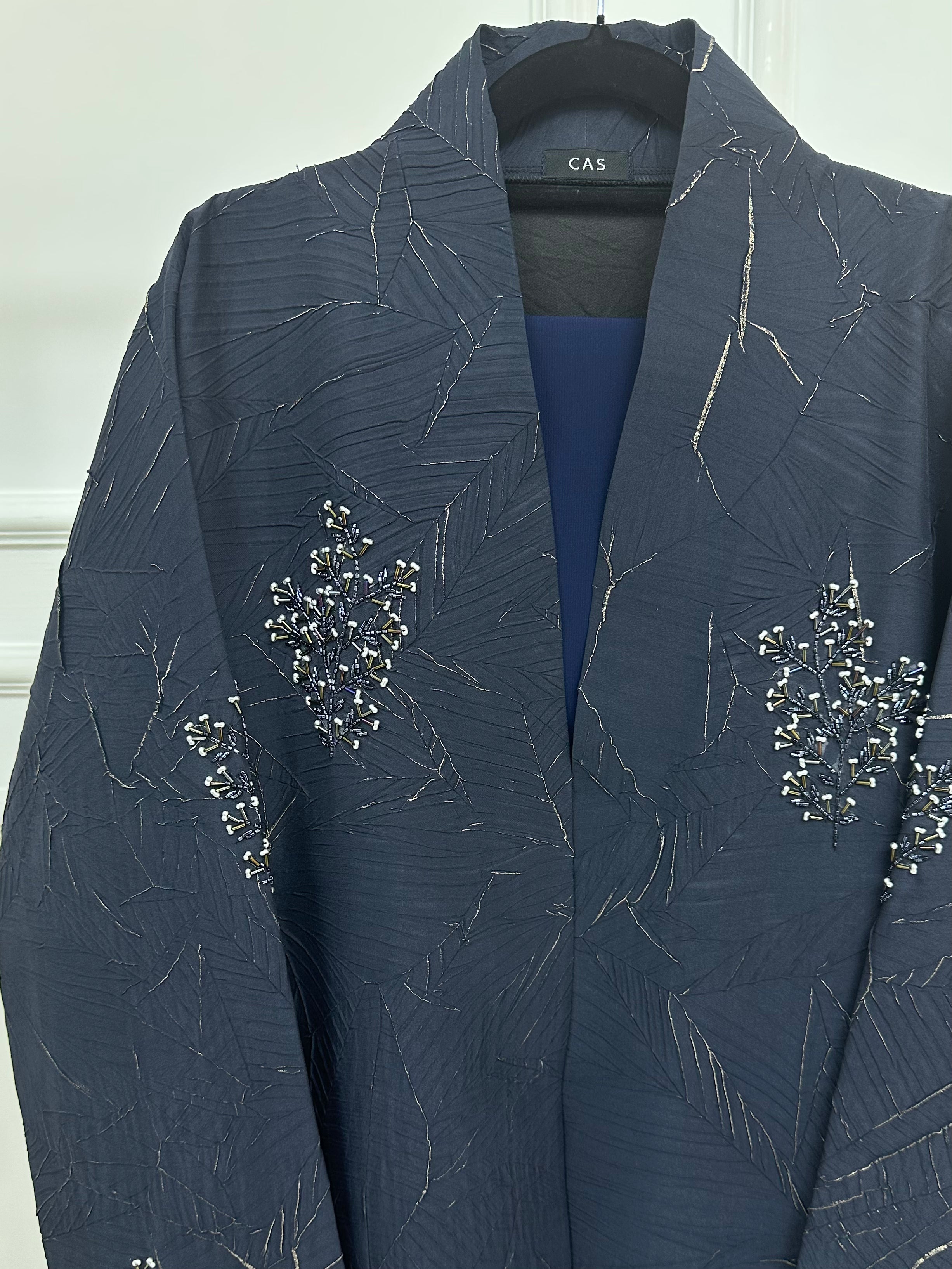 C 1362-02 Dark Blue Beaded Abaya