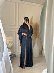 C 1202-01 Navy Blue Printed Abaya