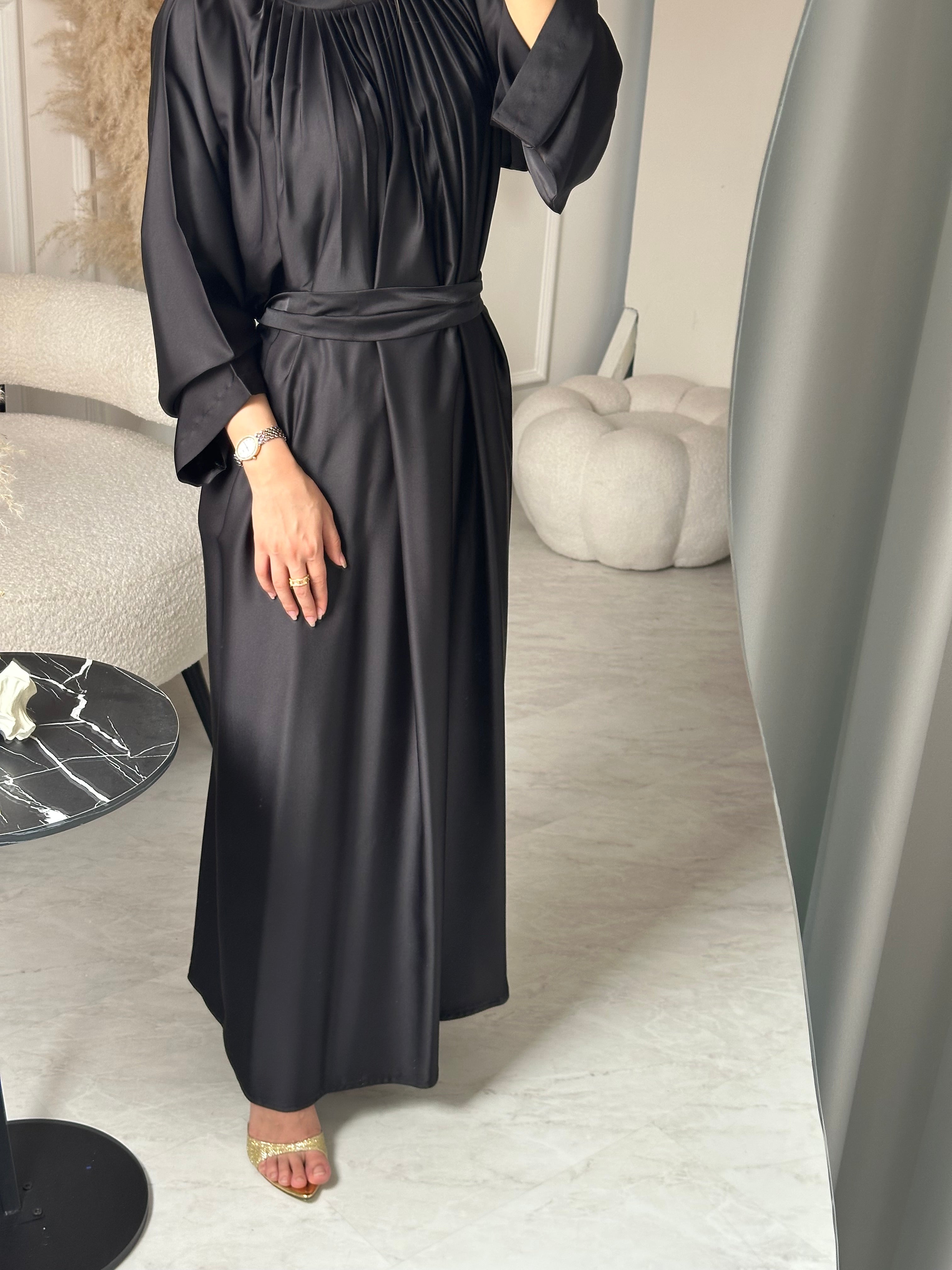 C 0933 Black Beaded Eid Abaya Set
