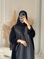 C 0933 Black Beaded Eid Abaya Set