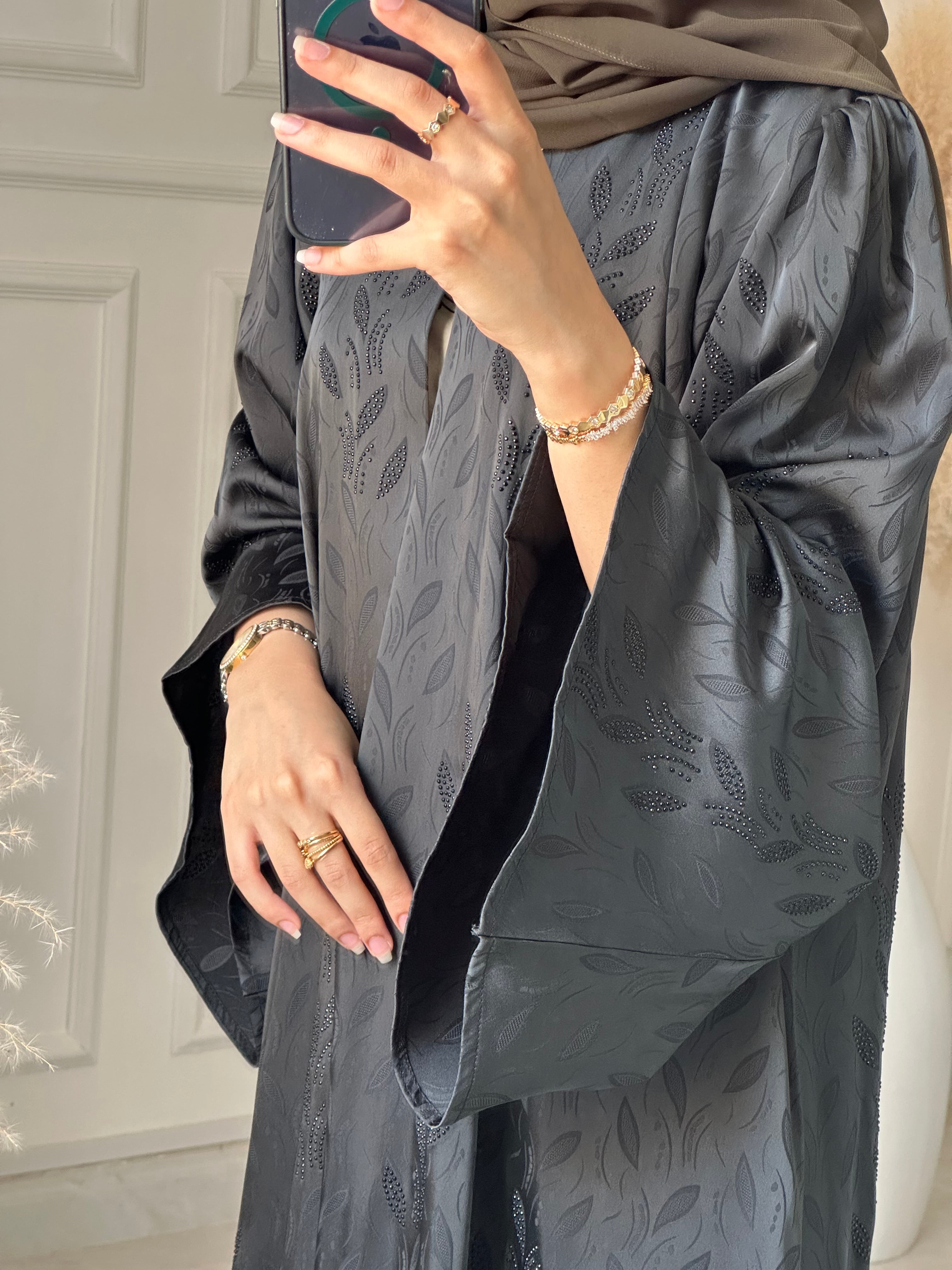 C 1202-04 Olive Printed Abaya