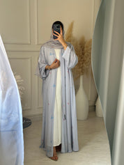 C 1205 Baby Blue Printed Abaya