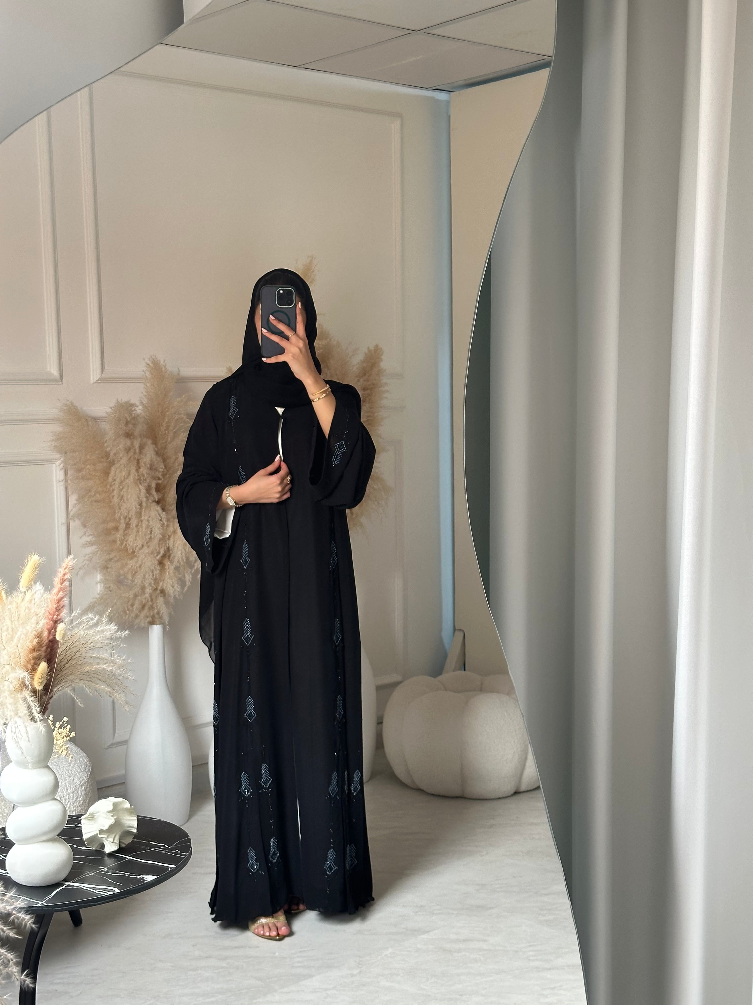 C 0949 Black Beaded Abaya