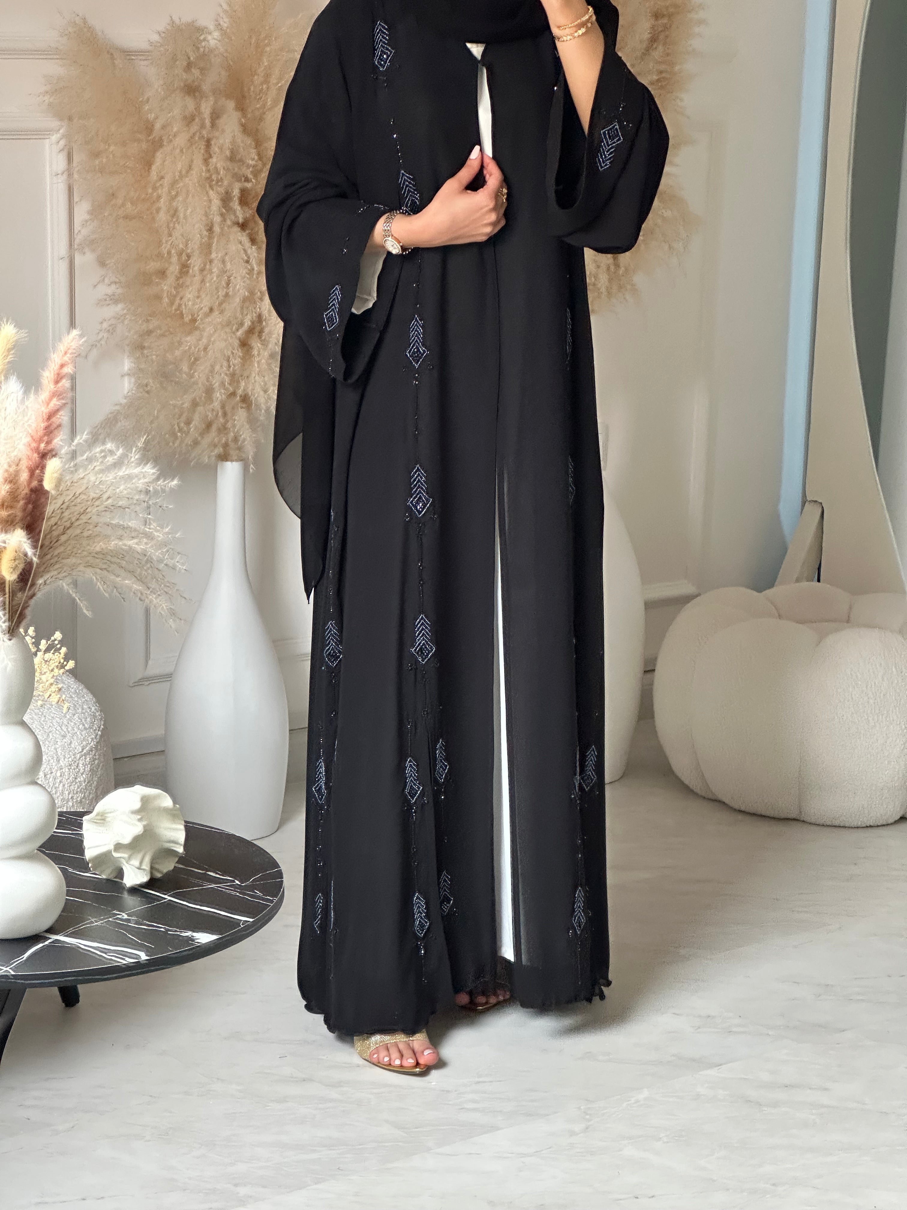 C 0949 Black Beaded Abaya