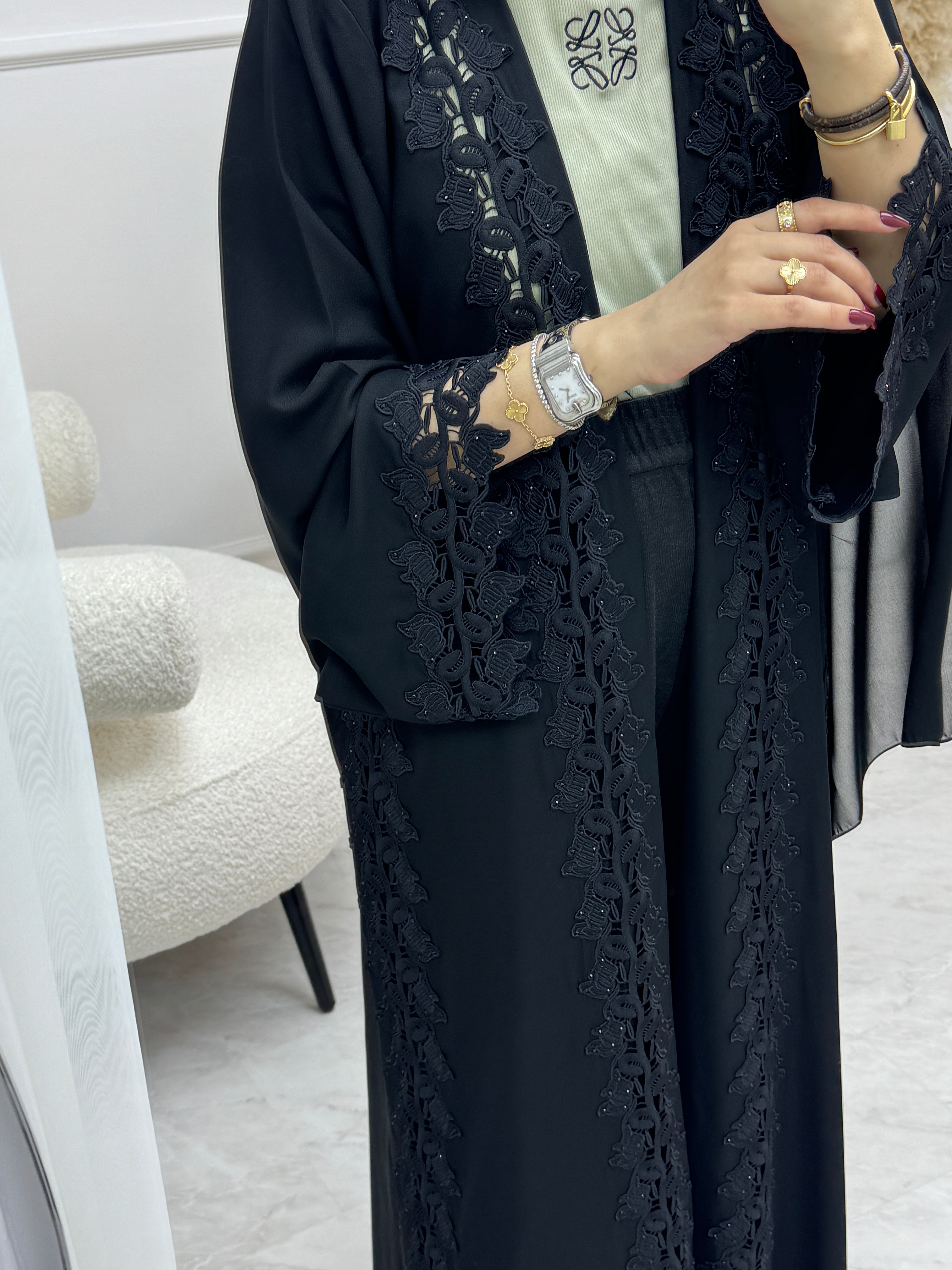 C 0992 Black Lace Abaya
