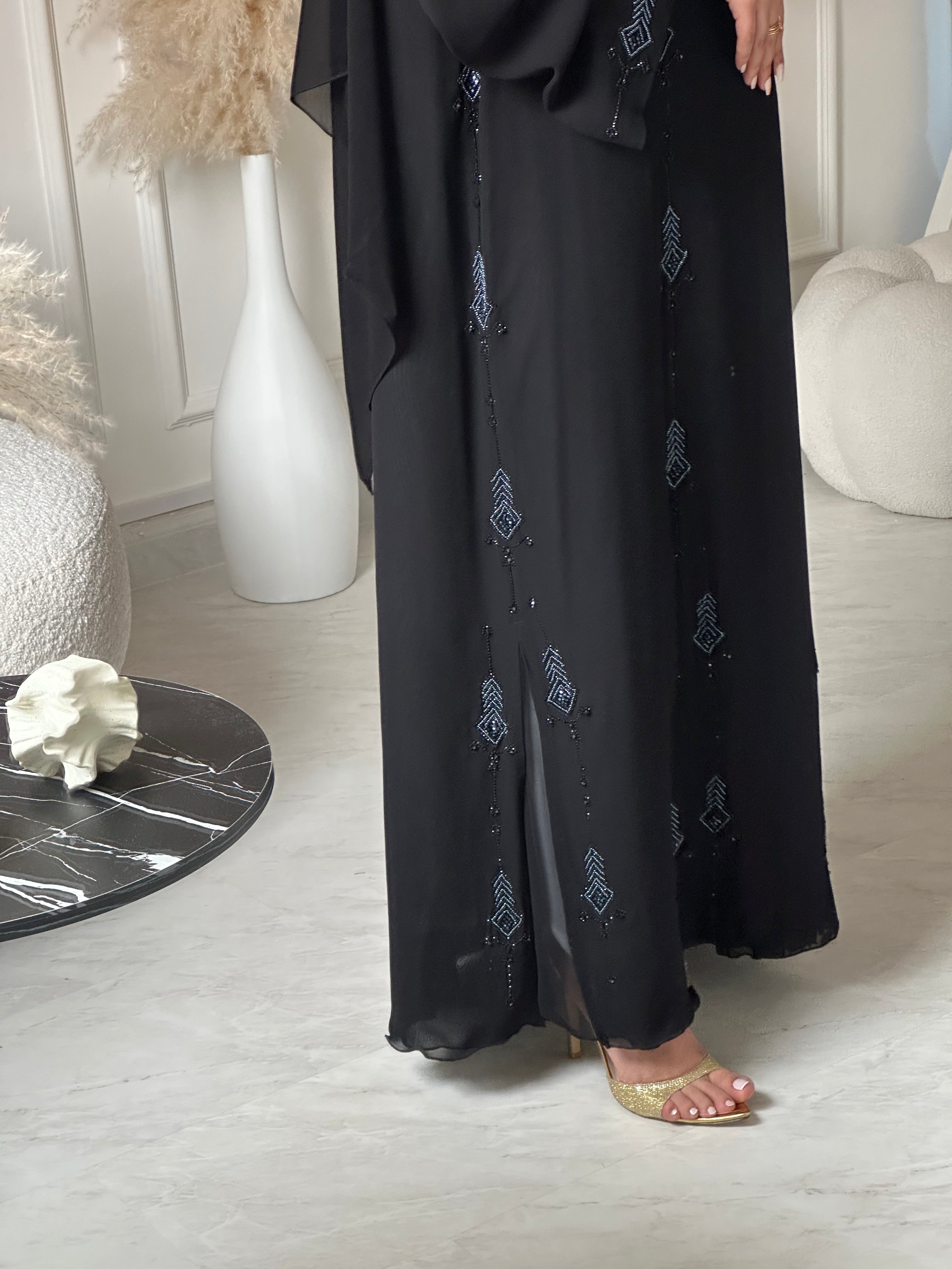 C 0949 Black Beaded Abaya