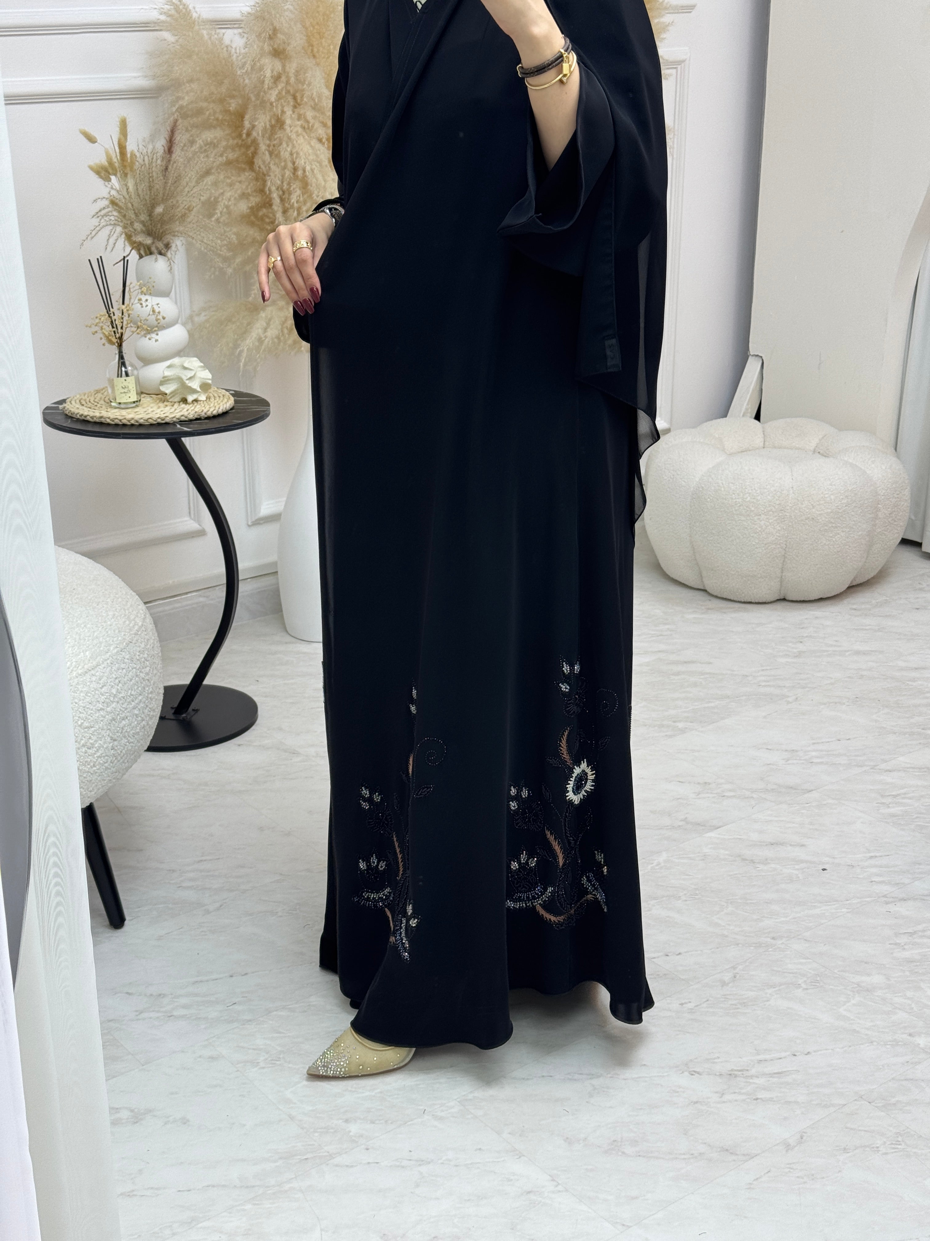 C 0994 Black Beaded Abaya