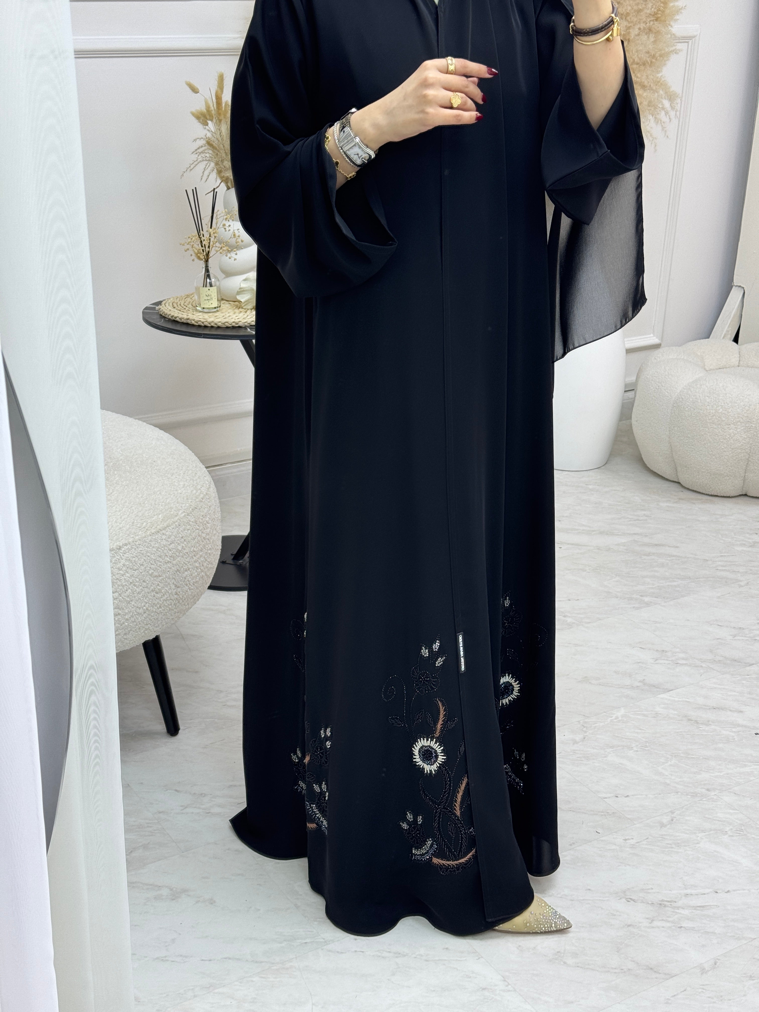 C 0994 Black Beaded Abaya