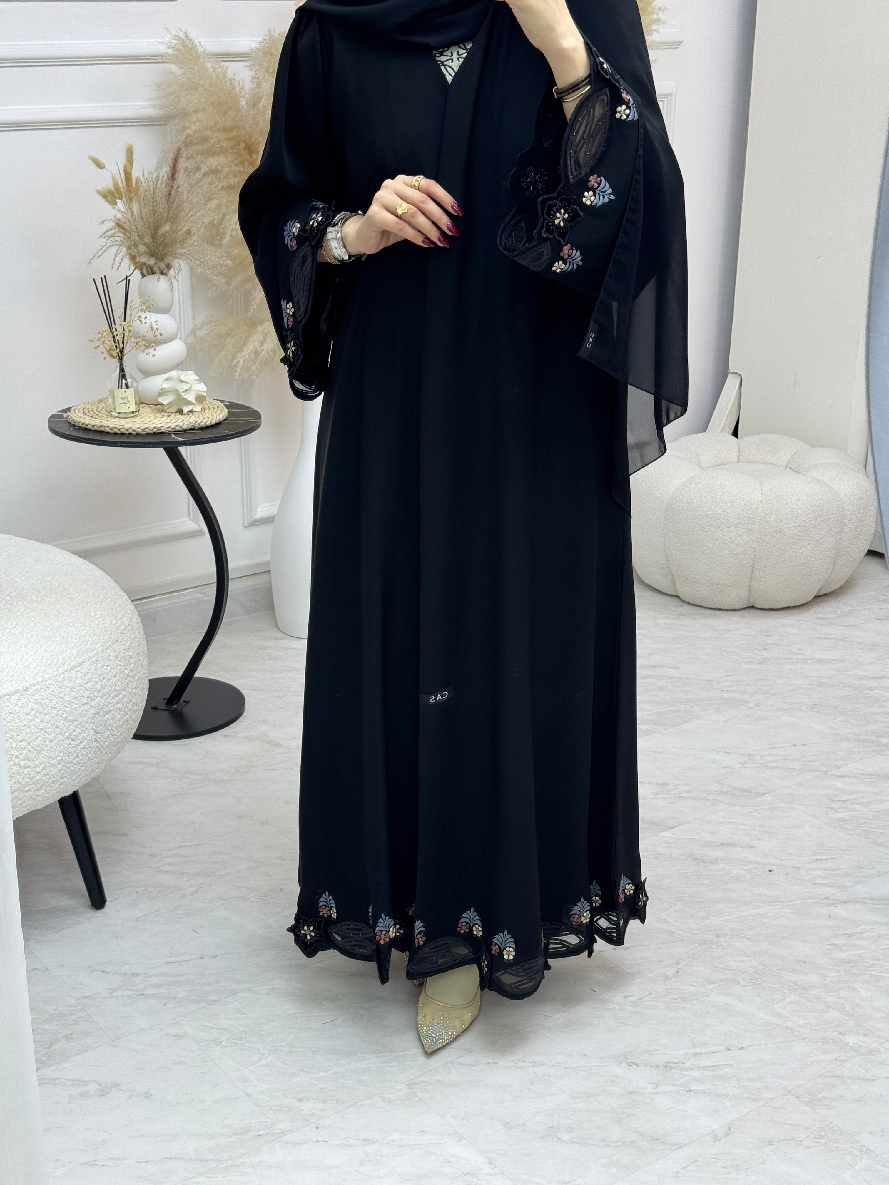 C 0995 Black Embroidered Abaya