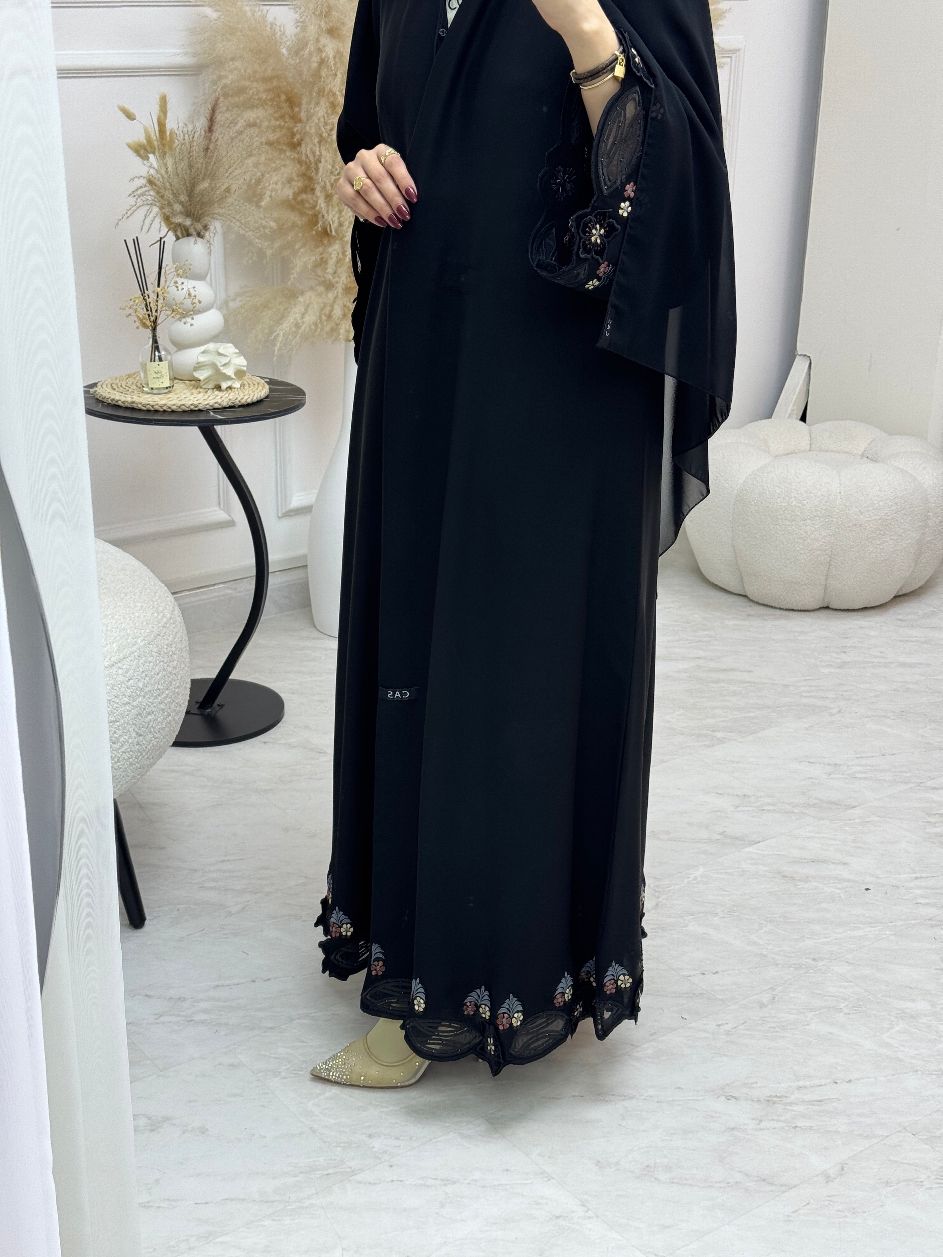 C 0995 Black Embroidered Abaya