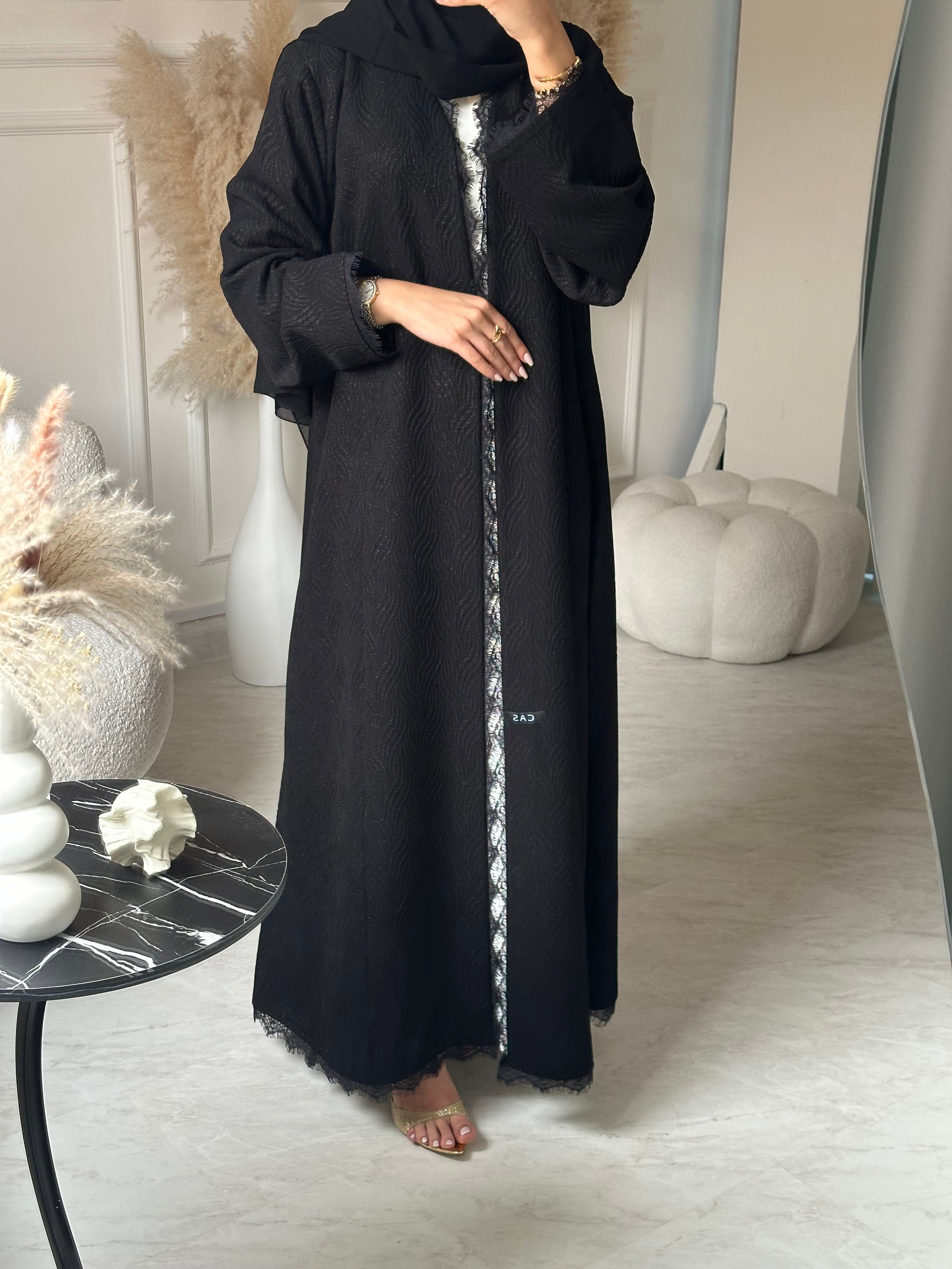 C 0951 Black Lace Abaya