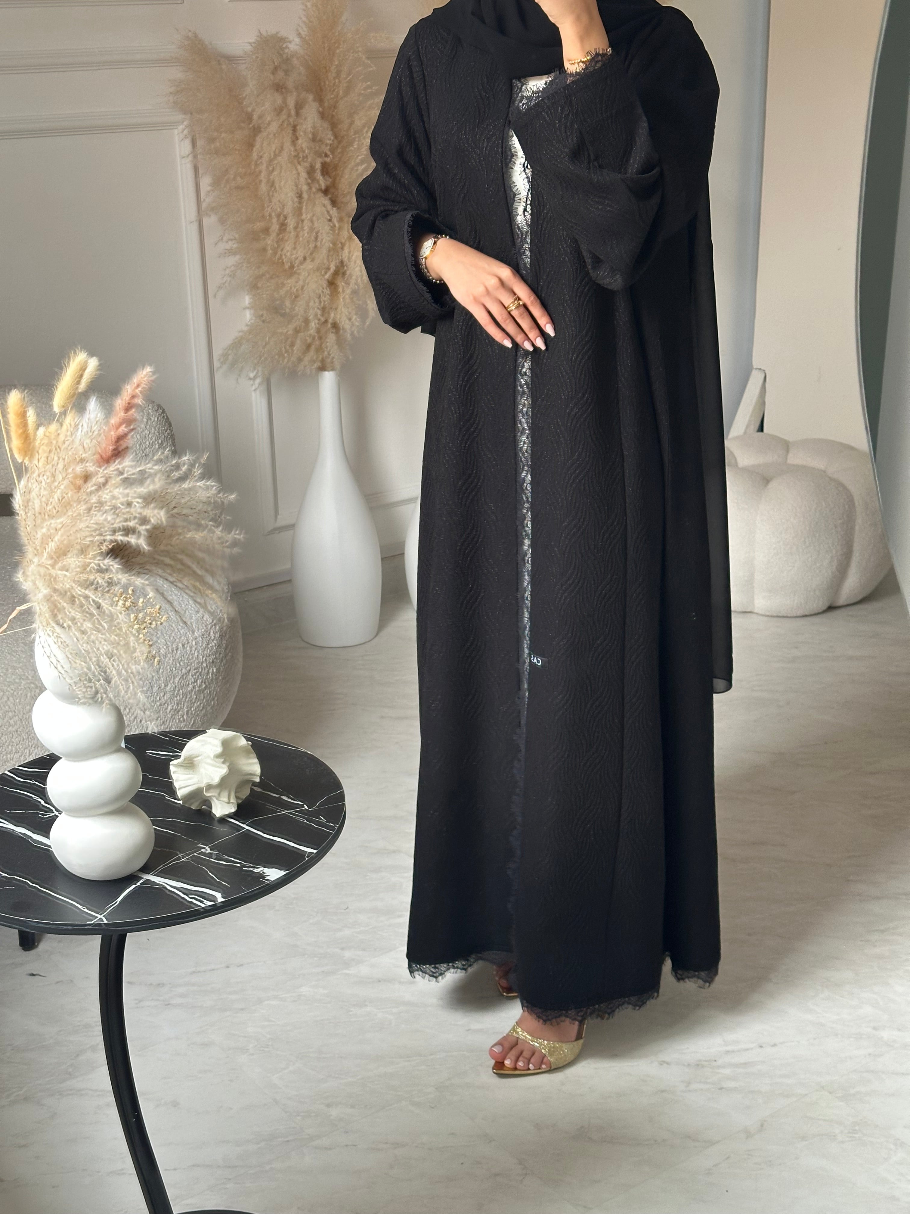 C 0951 Black Lace Abaya