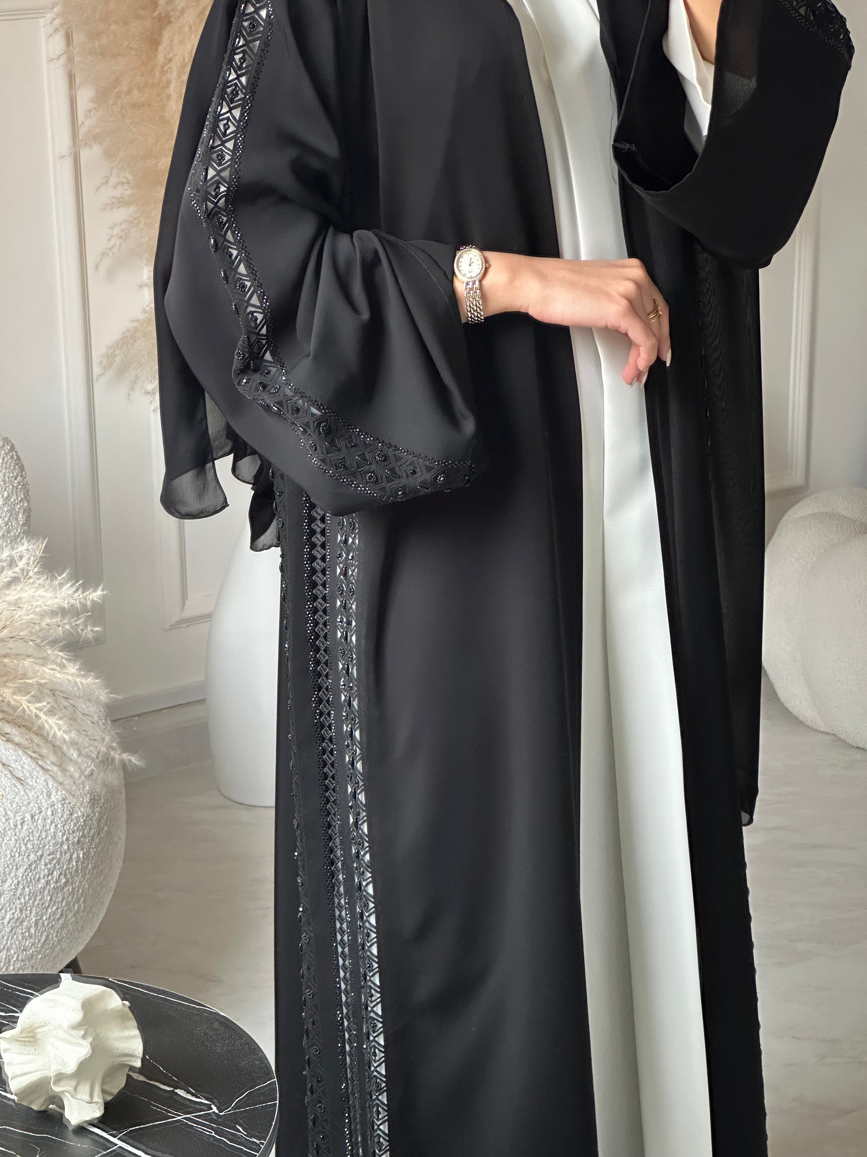 C 0952 Black Lace Abaya