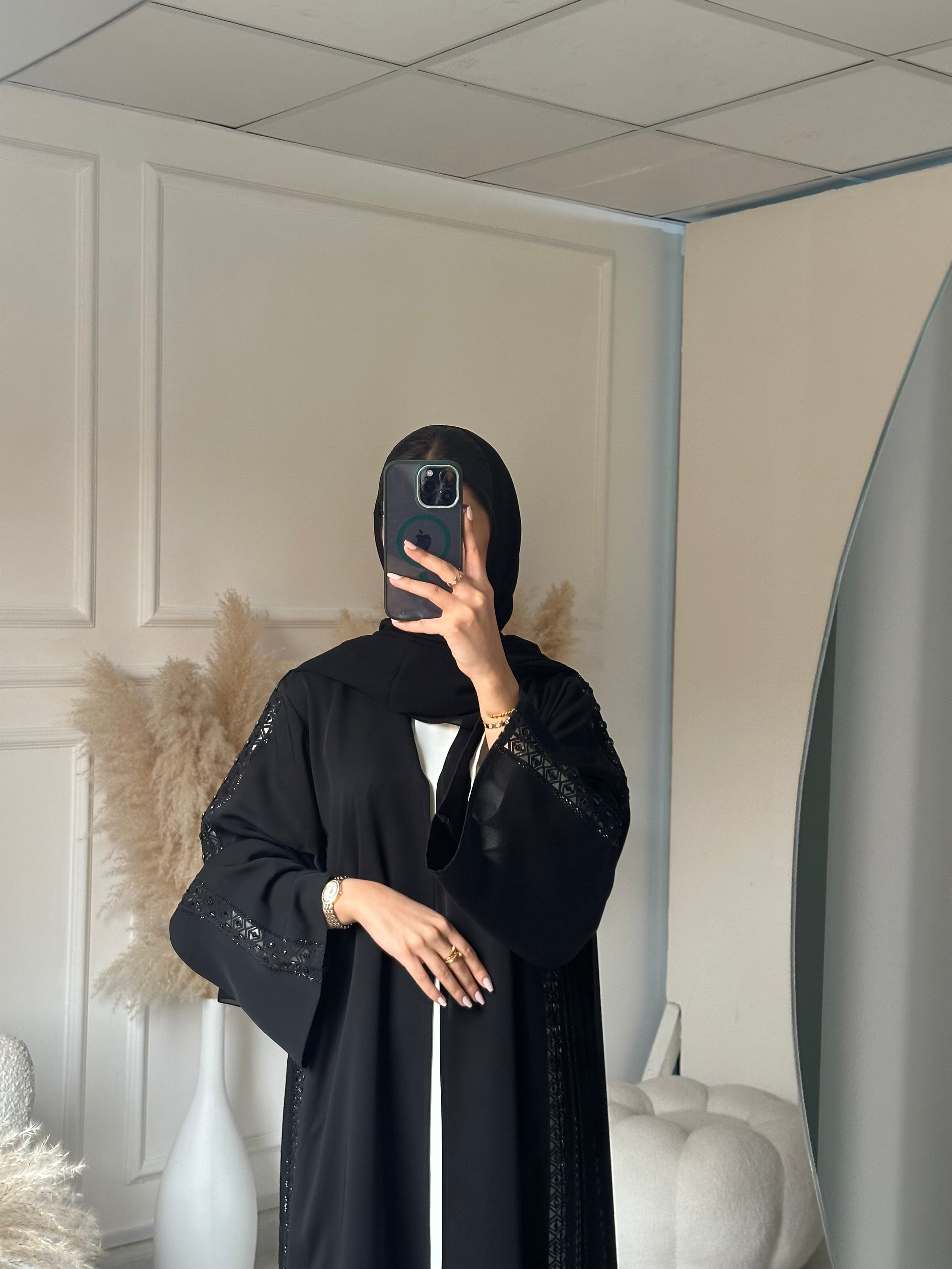 C 0952 Black Lace Abaya