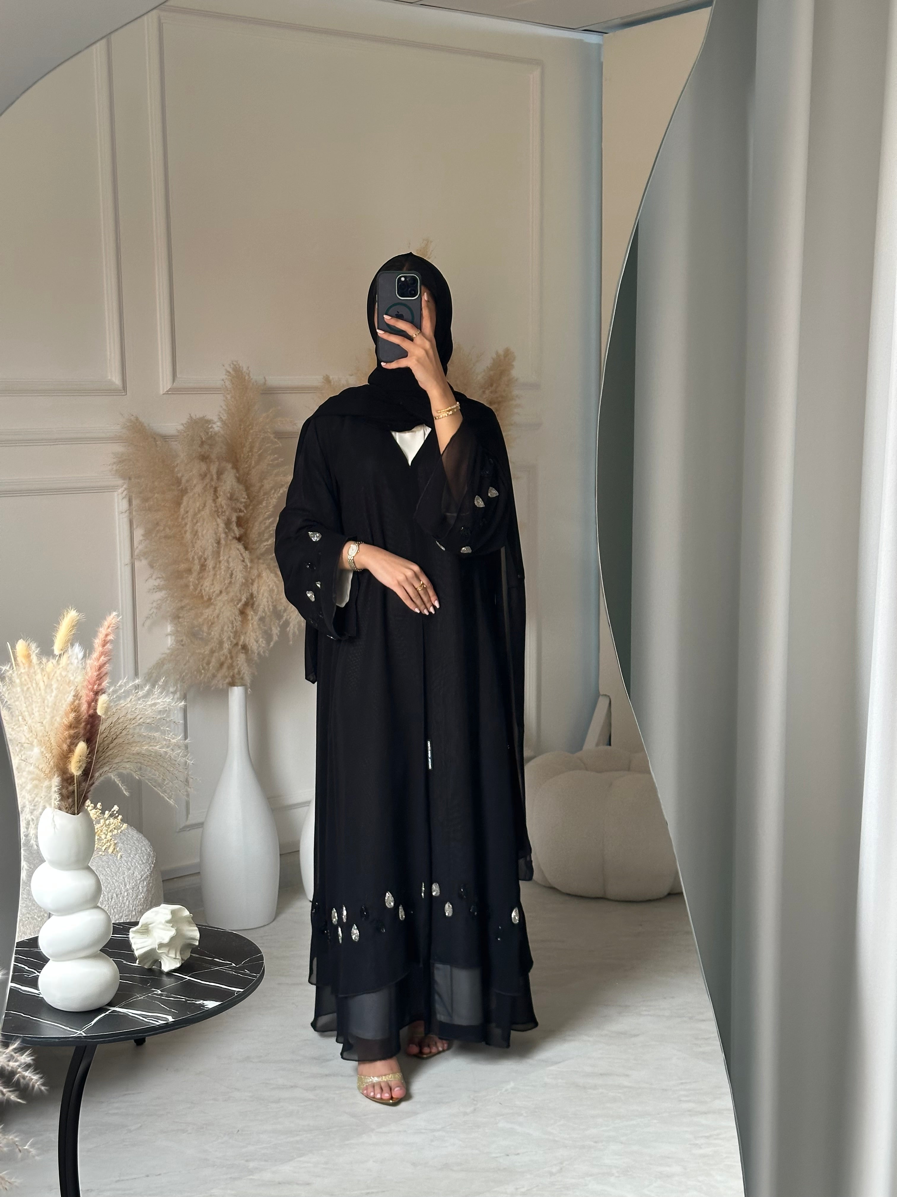 C 0953 Black Beaded Abaya