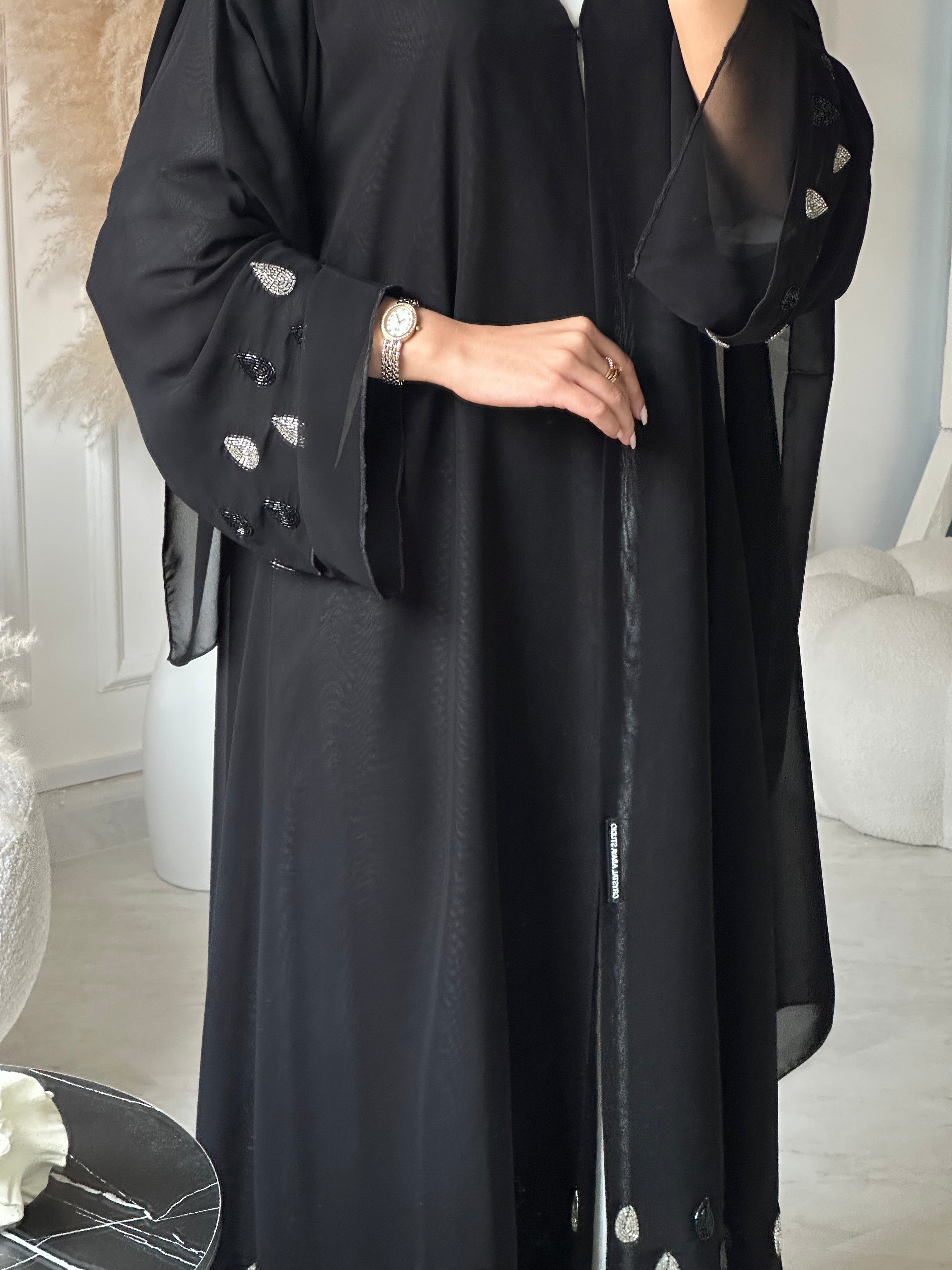 C 0953 Black Beaded Abaya