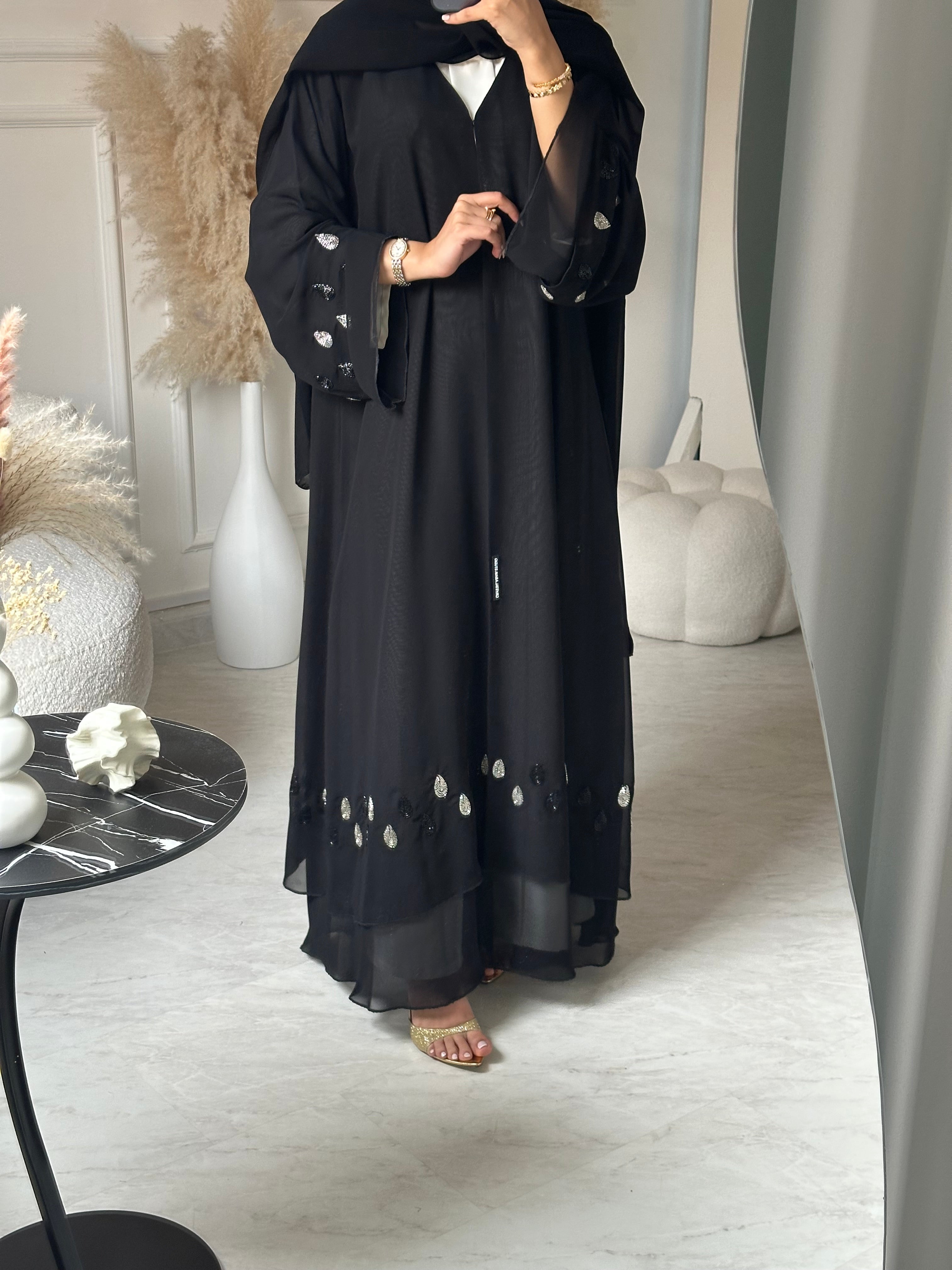 C 0953 Black Beaded Abaya