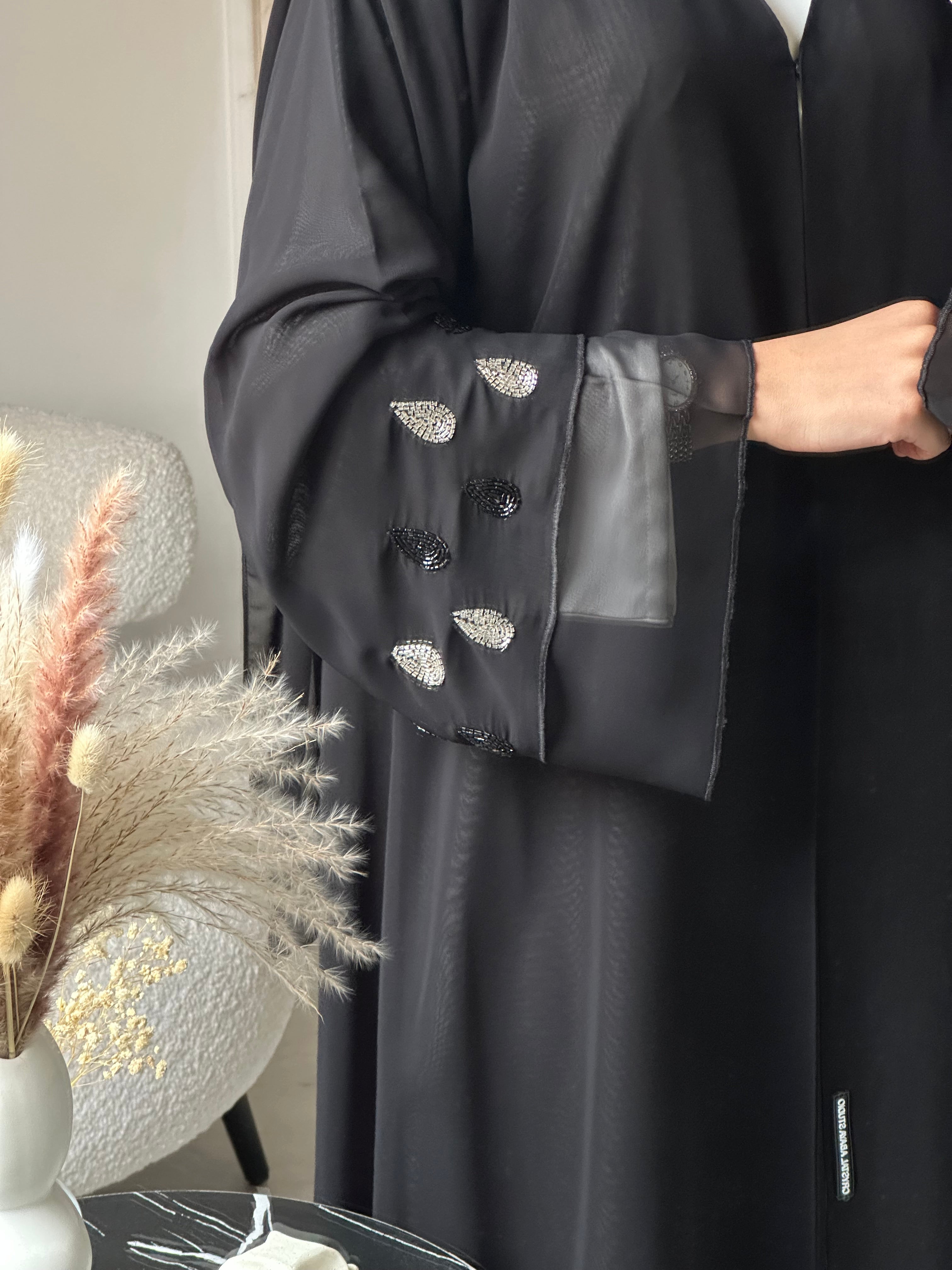 C 0953 Black Beaded Abaya