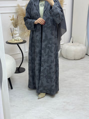 C 1001-01 Grey Printed Abaya