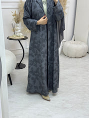 C 1001-01 Grey Printed Abaya