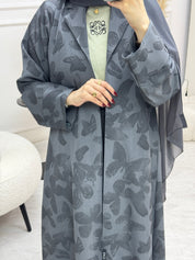 C 1001-01 Grey Printed Abaya