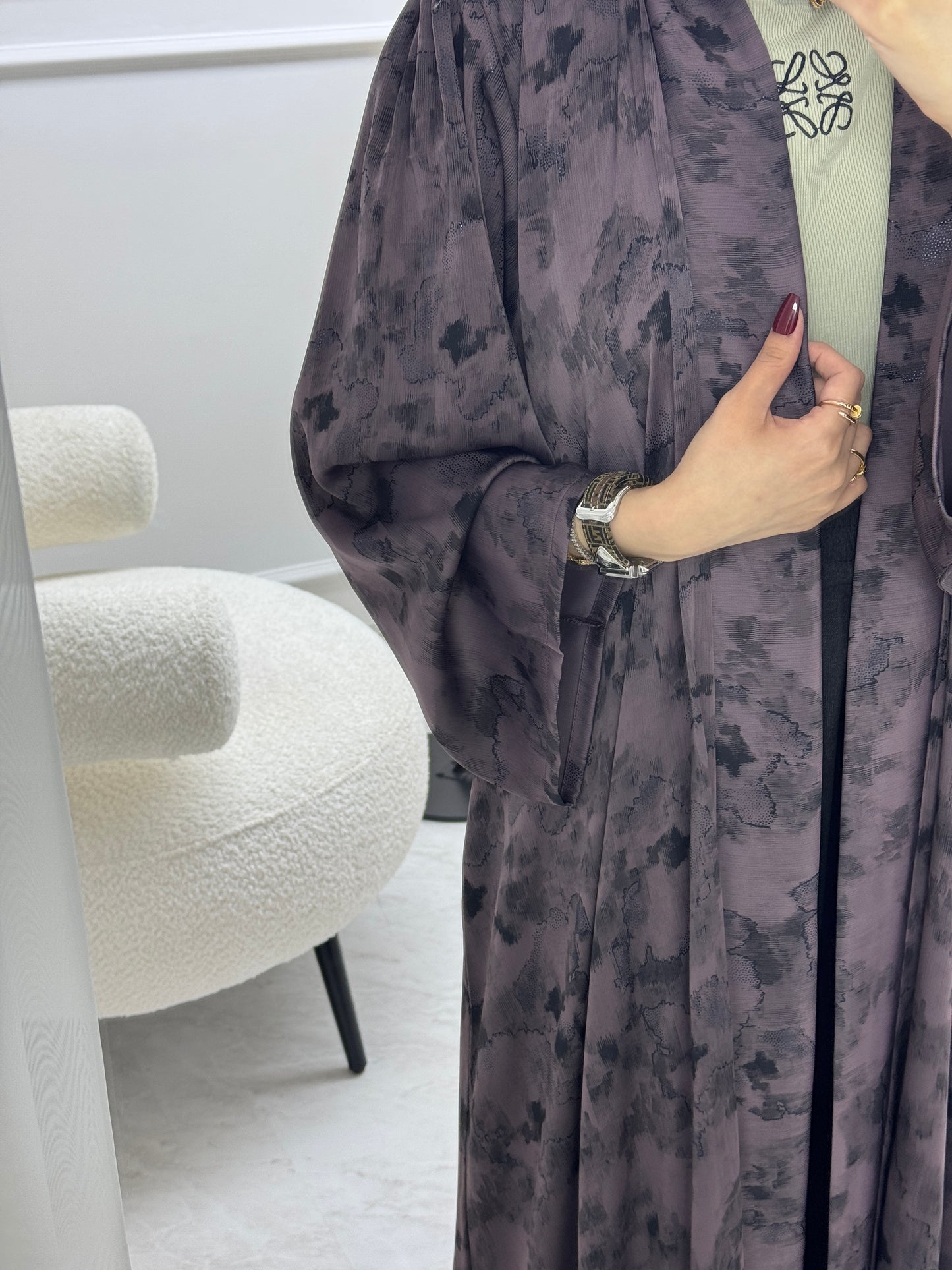 C 1007-04 Purple Printed Abaya