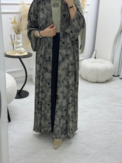 C 1007-02 Sage Green Printed Abaya