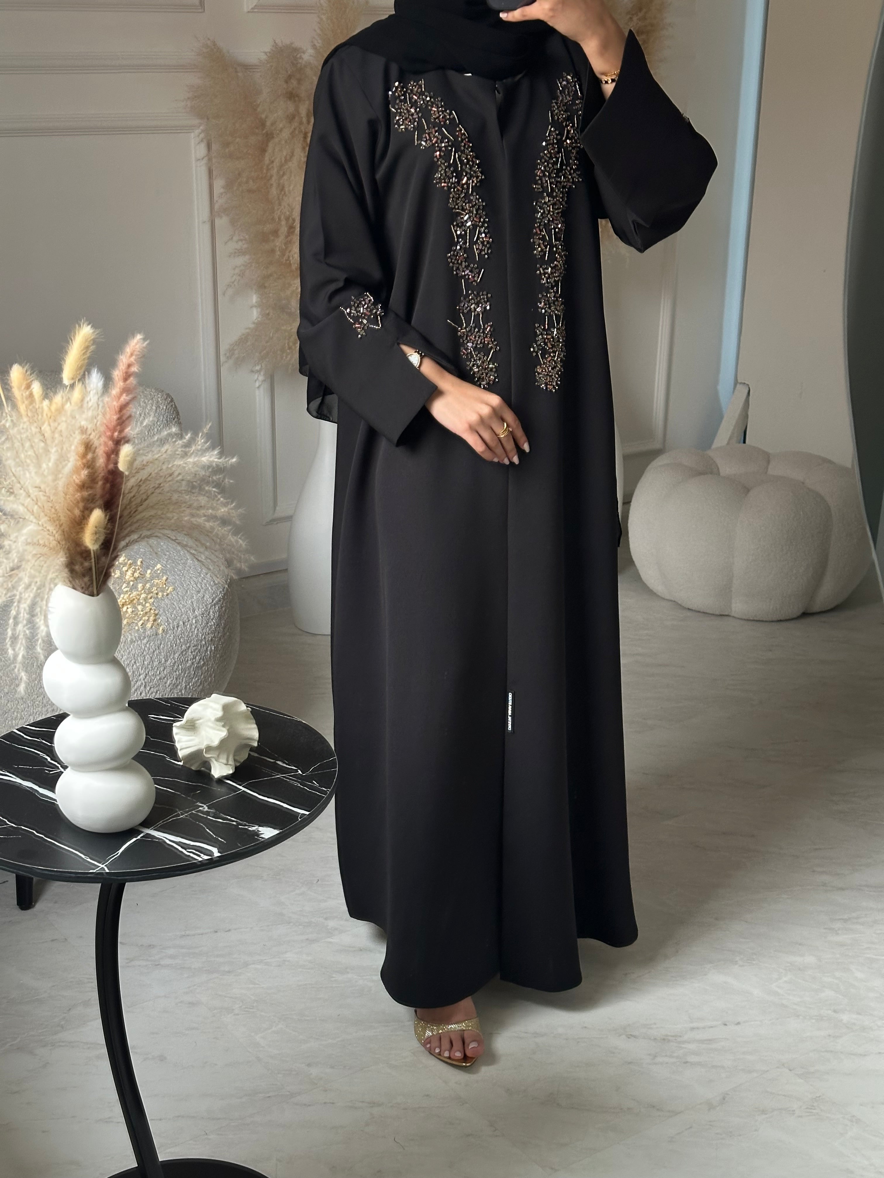 C 0954 Black Beaded Abaya
