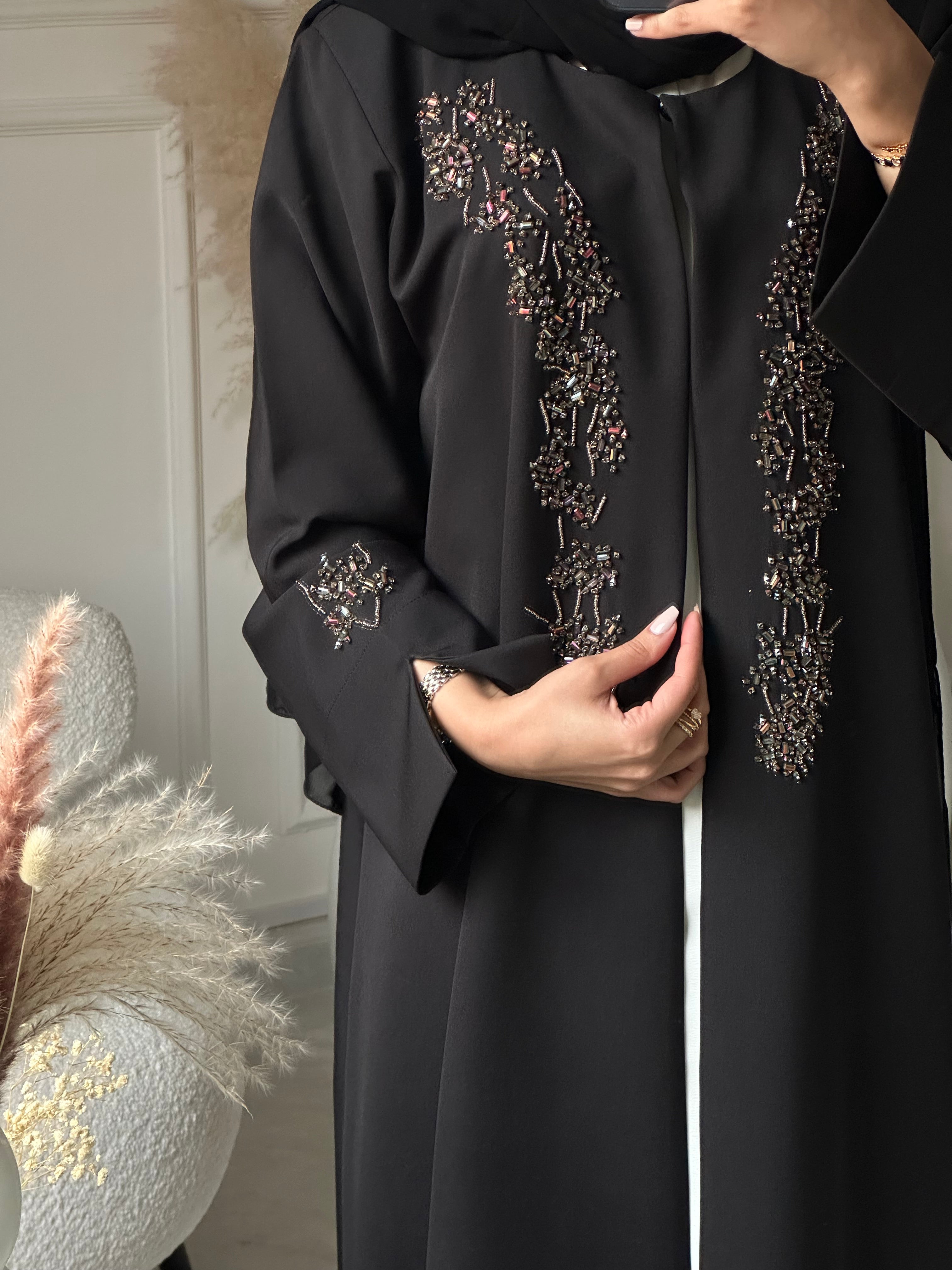 C 0954 Black Beaded Abaya