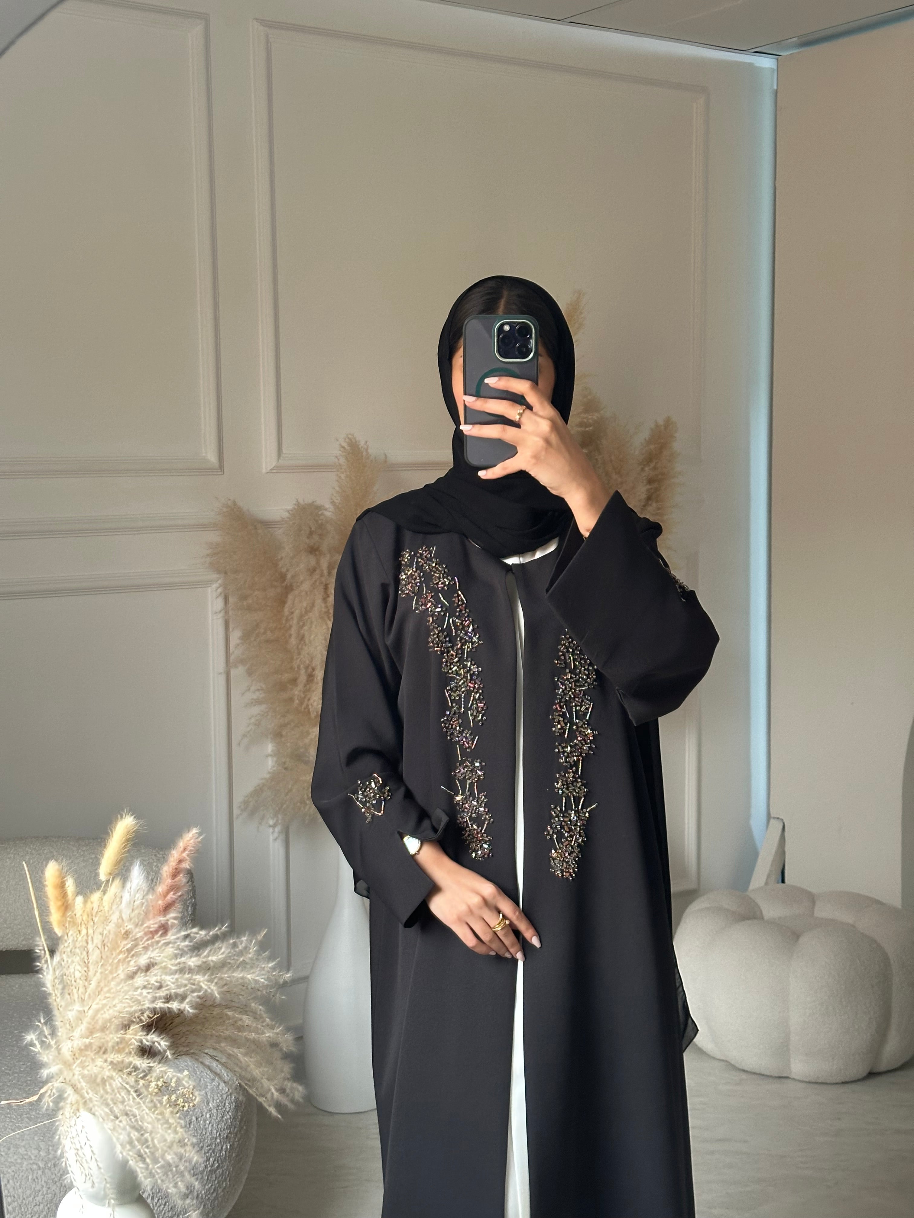 C 0954 Black Beaded Abaya