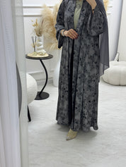 C 1007-01 Grey Printed Abaya
