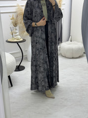 C 1007-01 Grey Printed Abaya