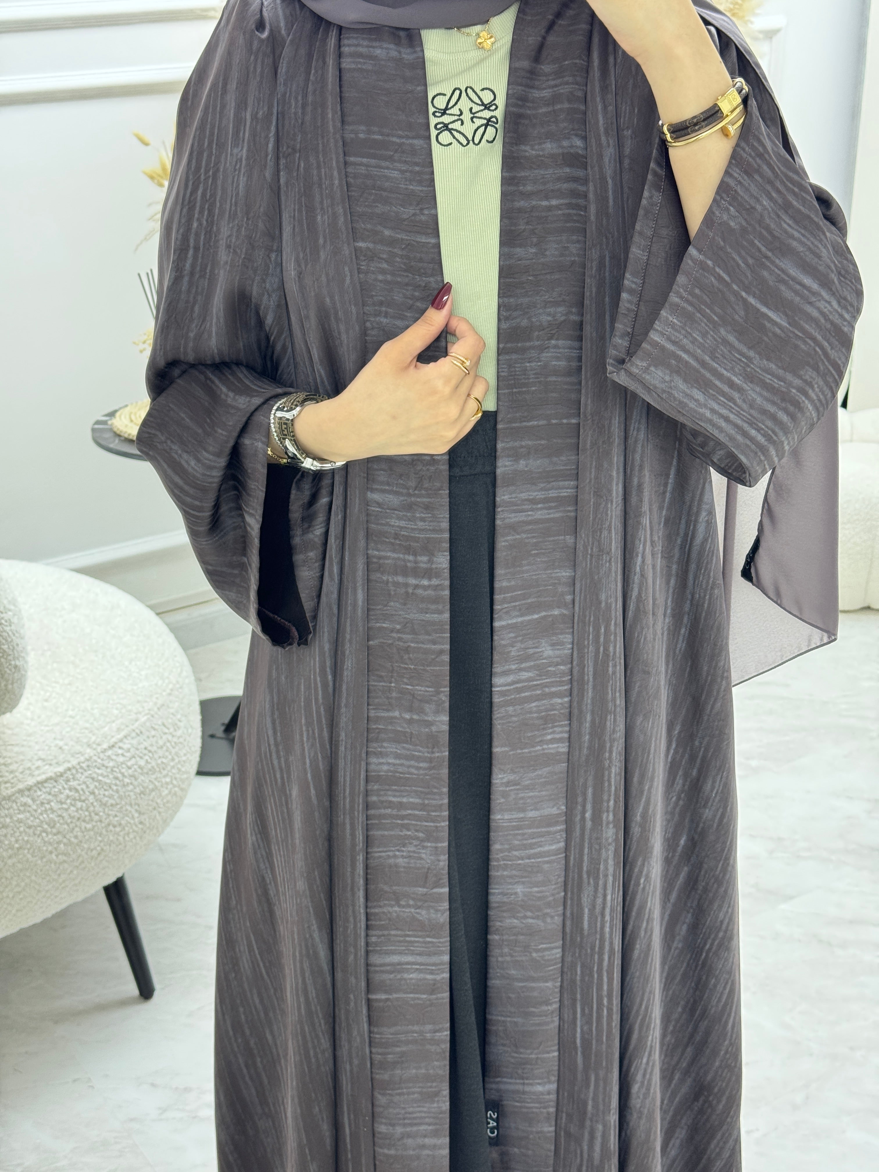 C 1006-03 Purple Printed Abaya