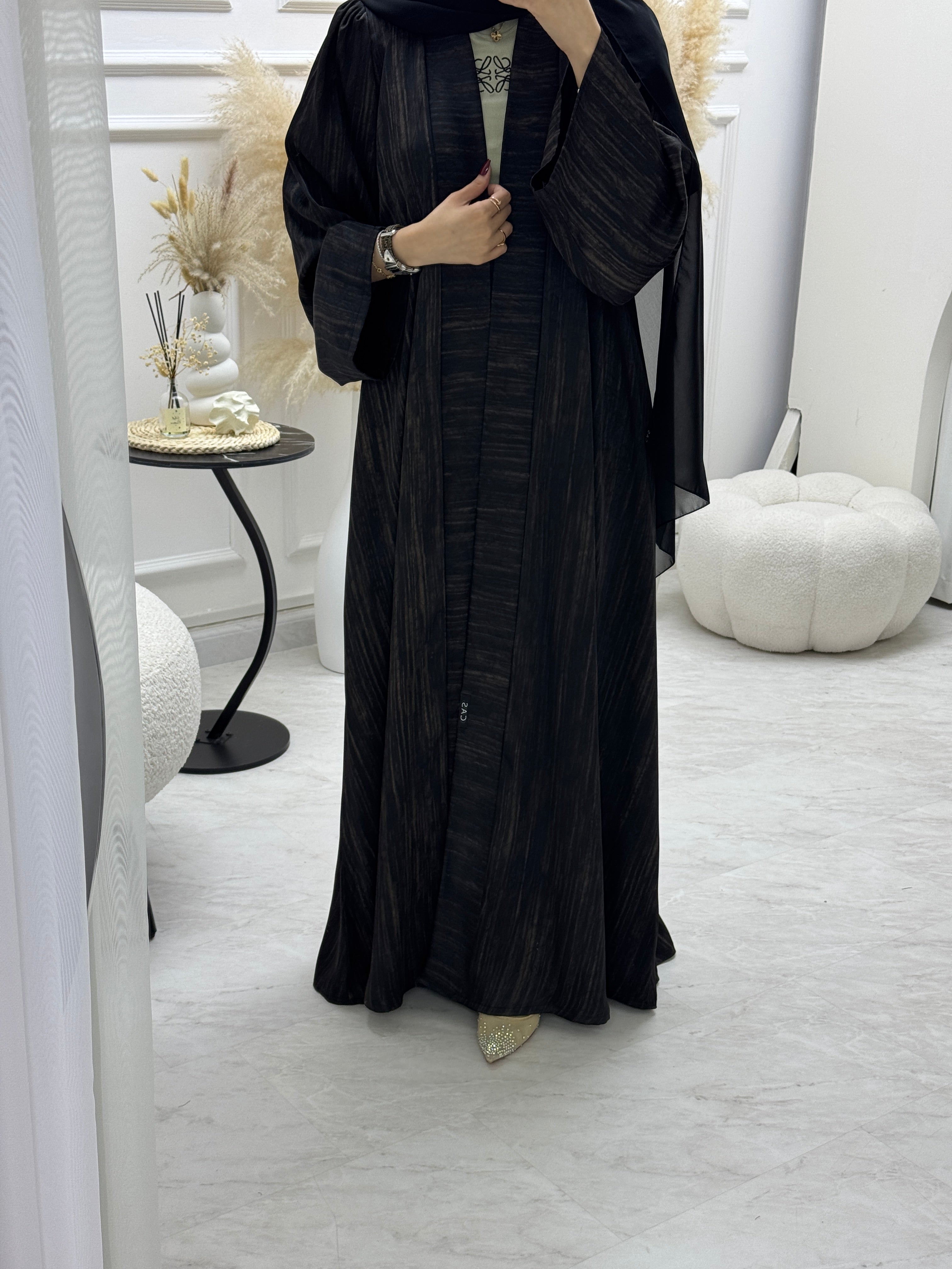 C 1006-02 Black Printed Abaya