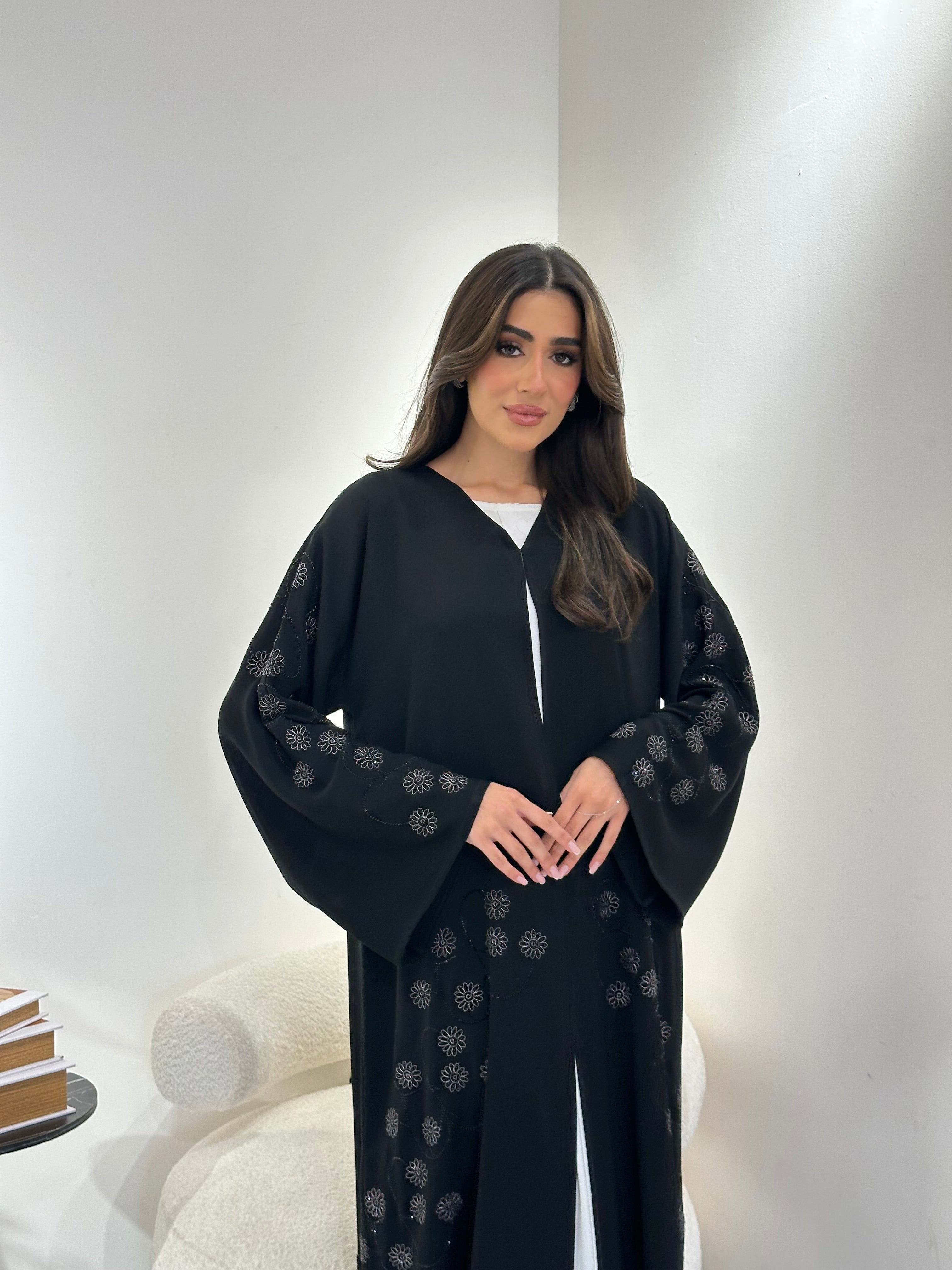 C 0960 Black Beaded Abaya