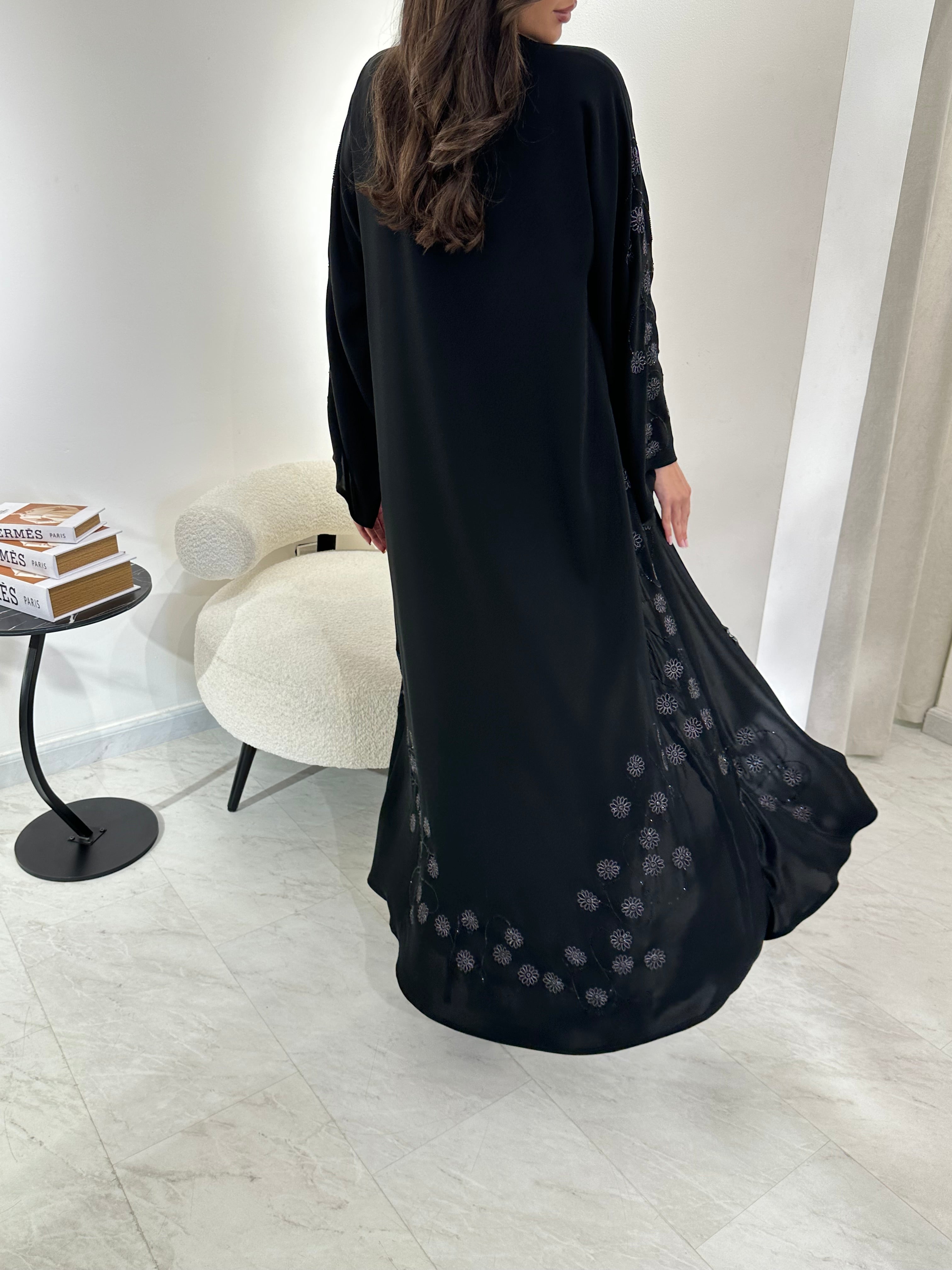 C 0960 Black Beaded Abaya