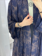 C 1004-01 Dark Blue Printed Abaya