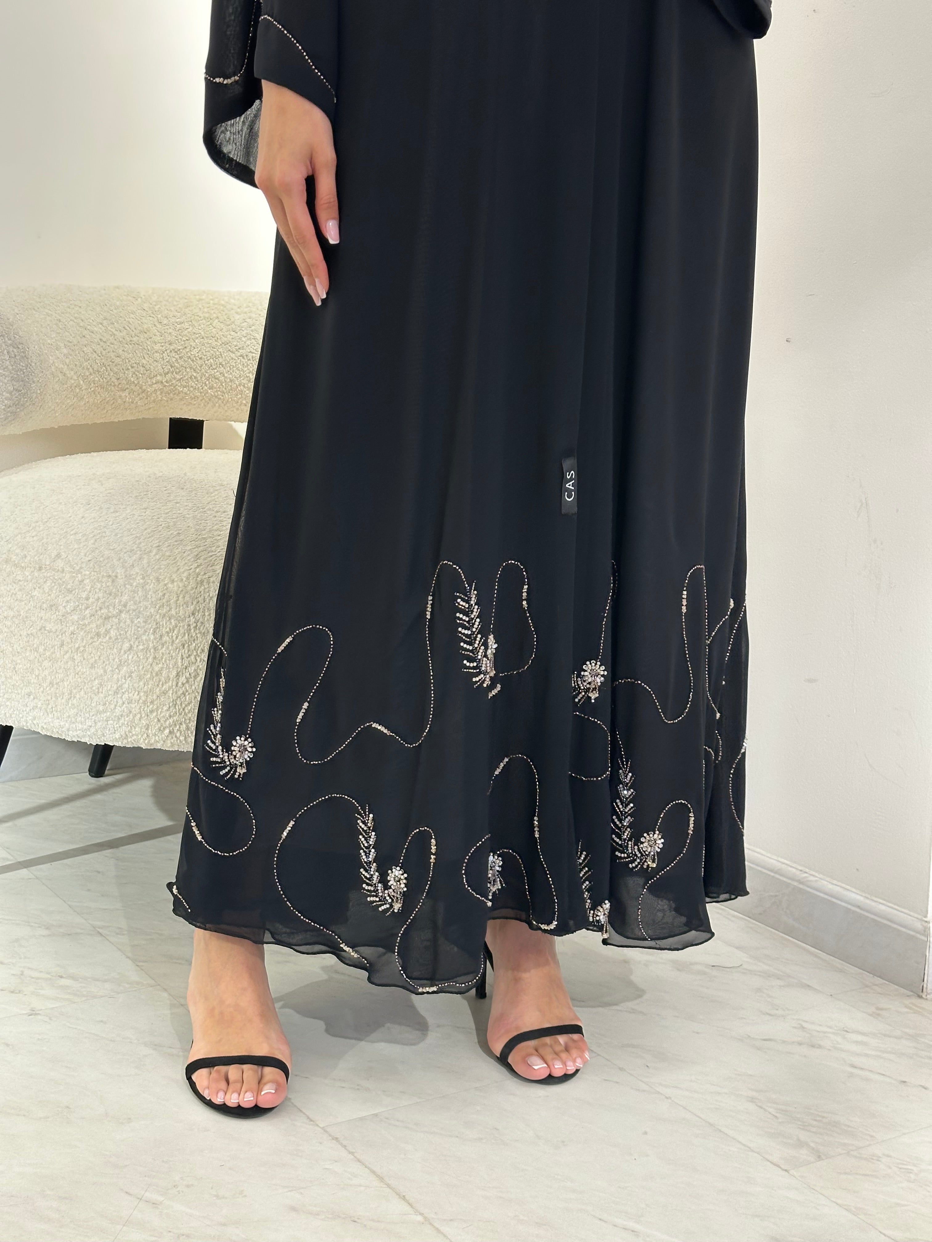 C RTW 0961 Black Beaded Abaya